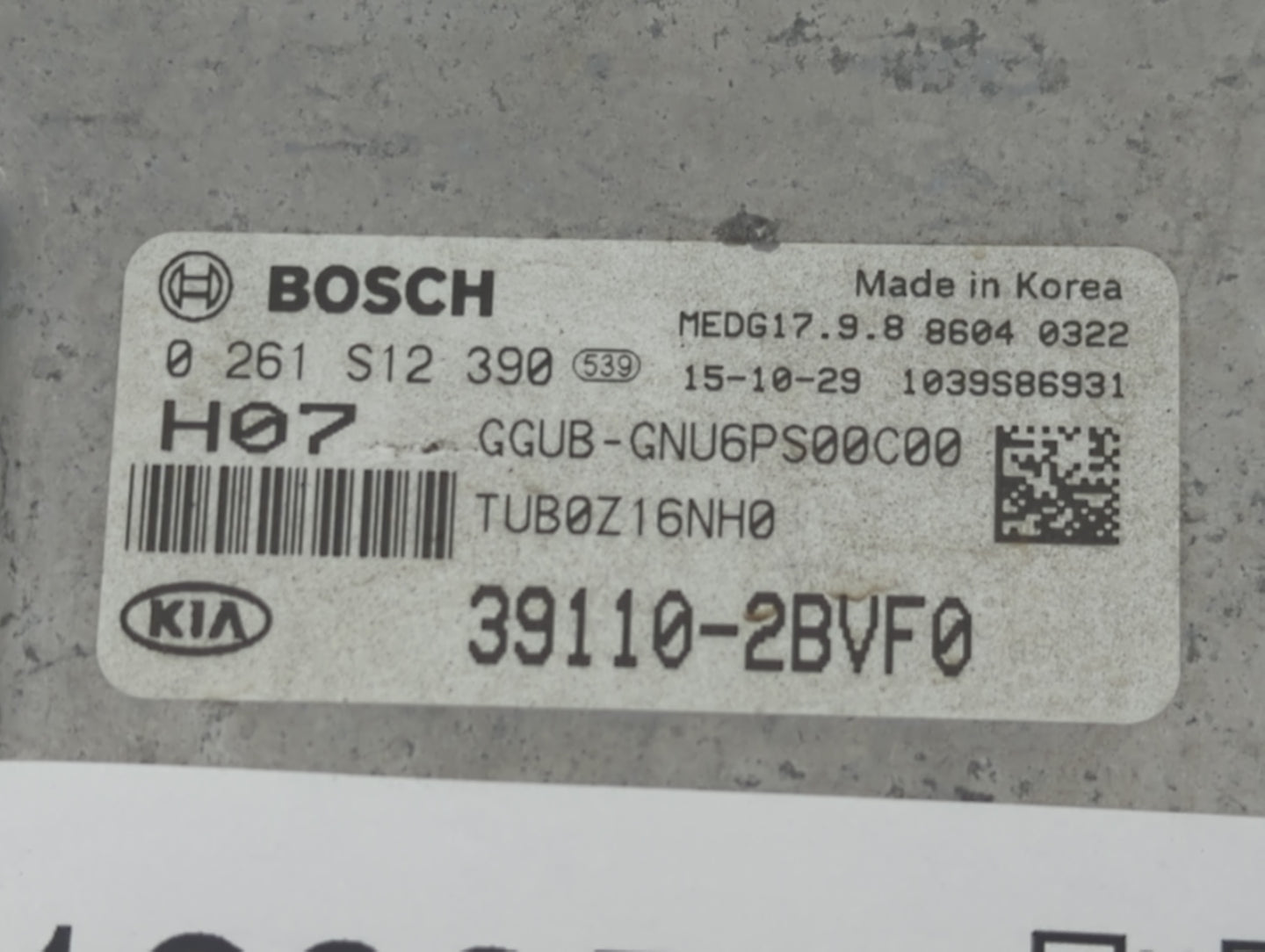 2016-2017 Kia Rio PCM Engine Control Computer ECU ECM PCU OEM P/N:0 261 S12 390 39110-2BVF0 Fits Fits 2016 2017 OEM Used Aut