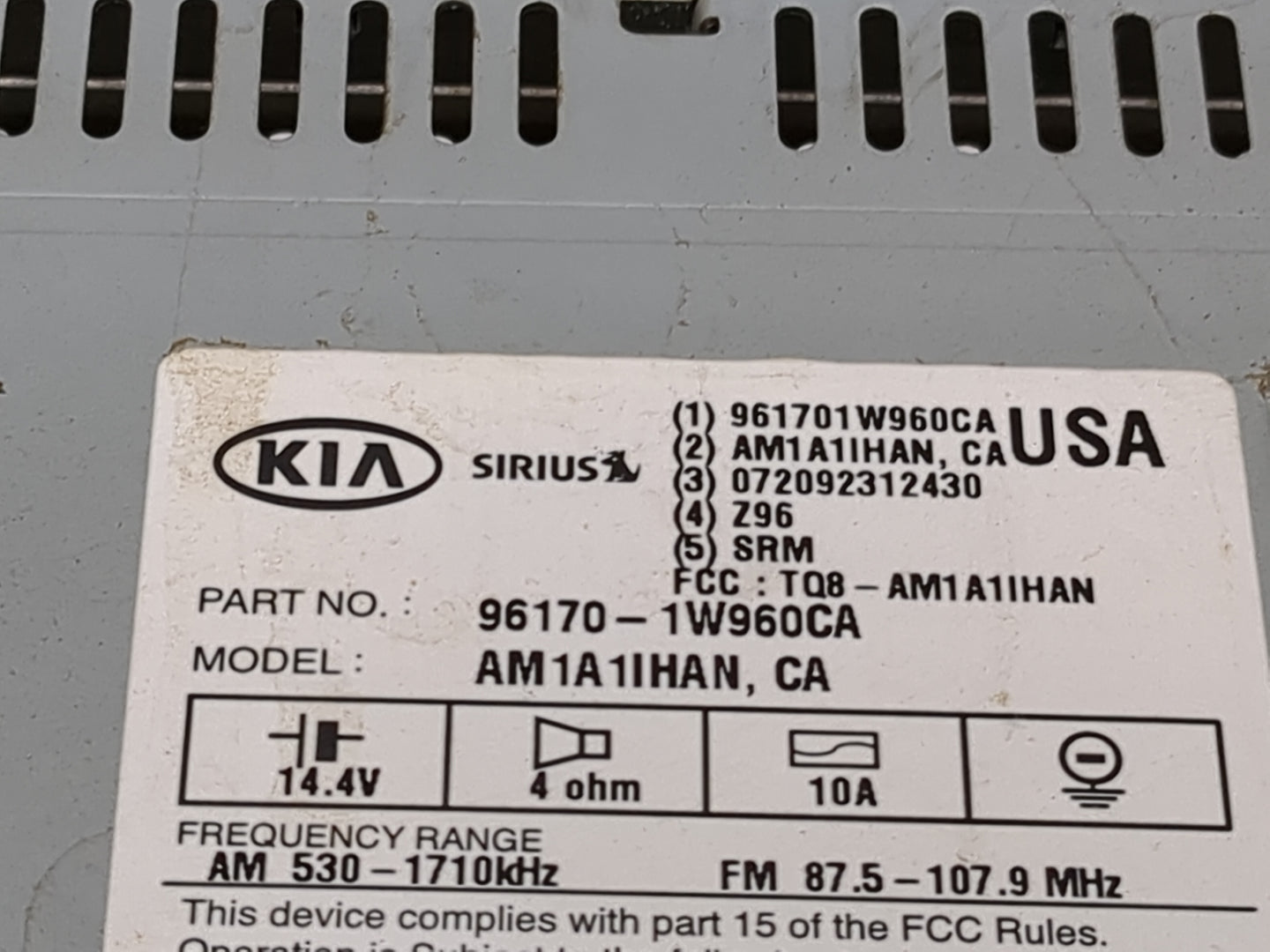 2016-2017 Kia Rio Radio AM FM Cd Player Receiver Replacement P/N:961701W960CA AM1A1IHAN, TQ8-AM1A1IHAN Fits Fits 2016 2017 O