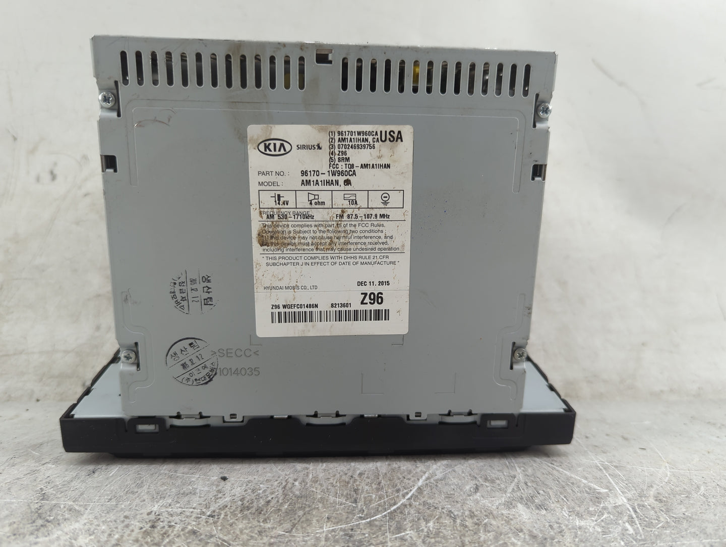 2016-2017 Kia Rio Radio AM FM Cd Player Receiver Replacement P/N:96170-1W960CA AM1A1IHAN, TQ8-AM1A1IHAN Fits Fits 2016 2017 