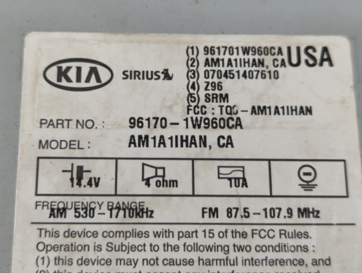 2016-2017 Kia Rio Am Fm Cd Player Radio Receiver 457013 - Oemusedautoparts1.com