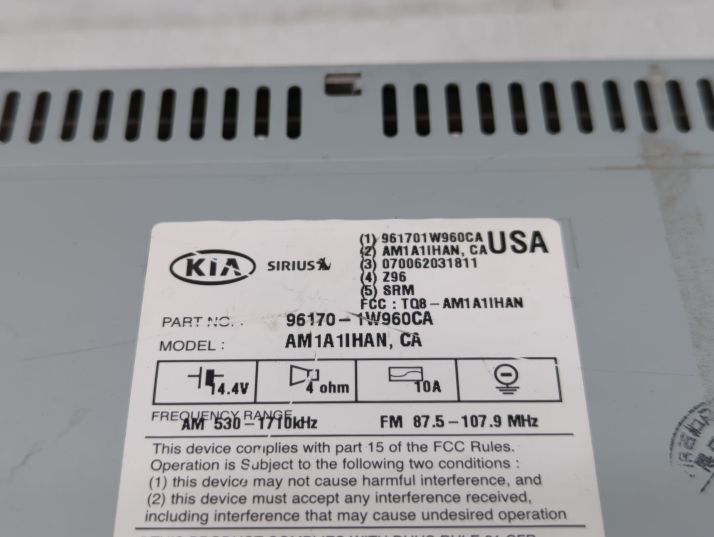 2016-2017 Kia Rio Am Fm Cd Player Radio Receiver - Oemusedautoparts1.com