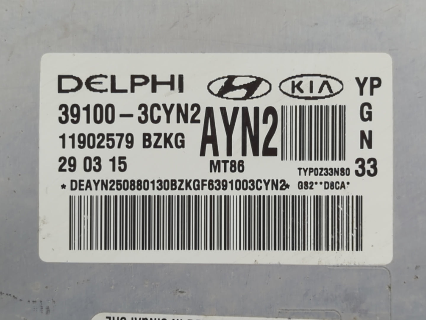 2016 Kia Sedona PCM Engine Control Computer ECU ECM PCU OEM P/N:39100-3CYN2 Fits OEM Used Auto Parts - Oemusedautoparts1.com