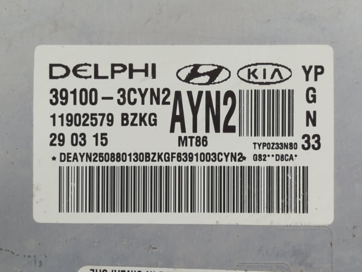 2016 Kia Sedona PCM Engine Control Computer ECU ECM PCU OEM P/N:39100-3CYN2 Fits OEM Used Auto Parts - Oemusedautoparts1.com