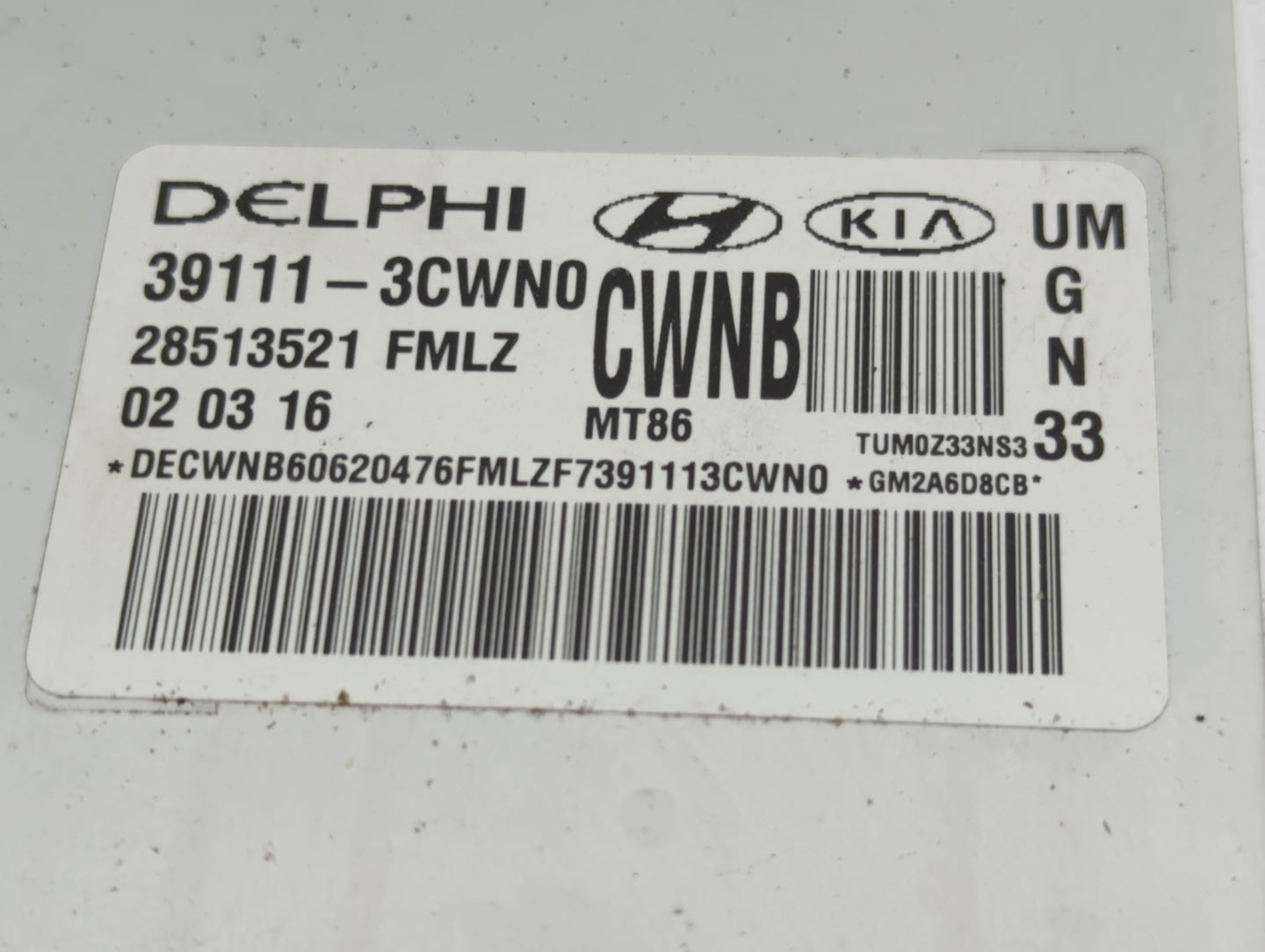 2016-2018 Kia Sorento PCM Engine Control Computer ECU ECM PCU OEM P/N:28513521 39111-3CWN0 Fits Fits 2016 2017 2018 OEM Used