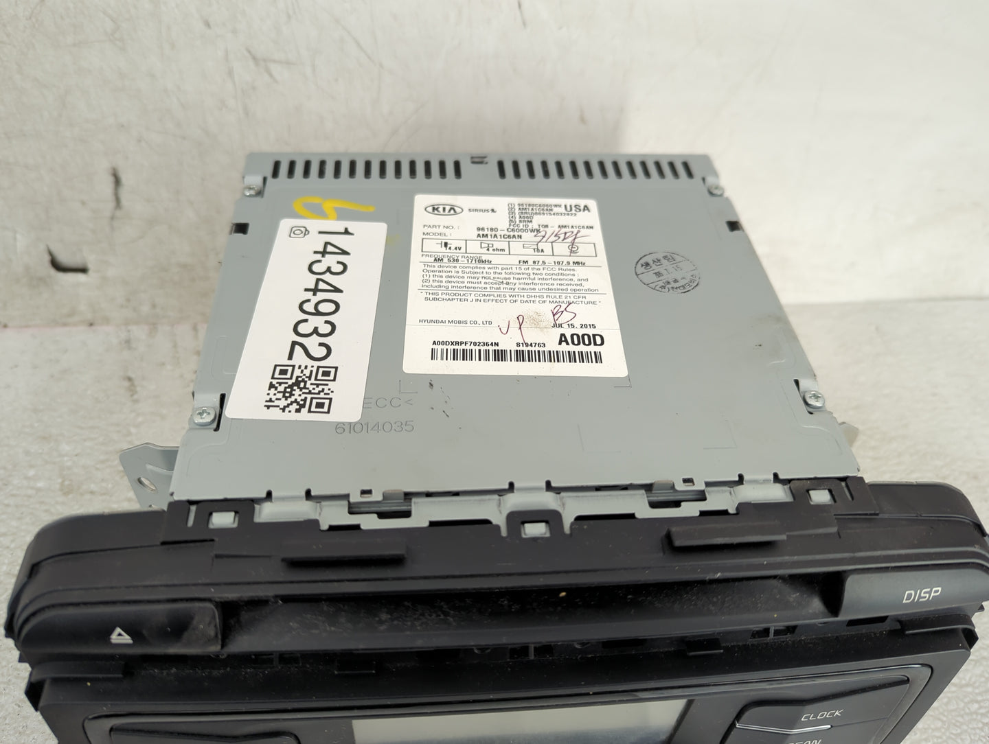 2016-2018 Kia Sorento Radio AM FM Cd Player Receiver Replacement P/N:96180-C6000WK AM1A1C6AN Fits Fits 2016 2017 2018 OEM Us