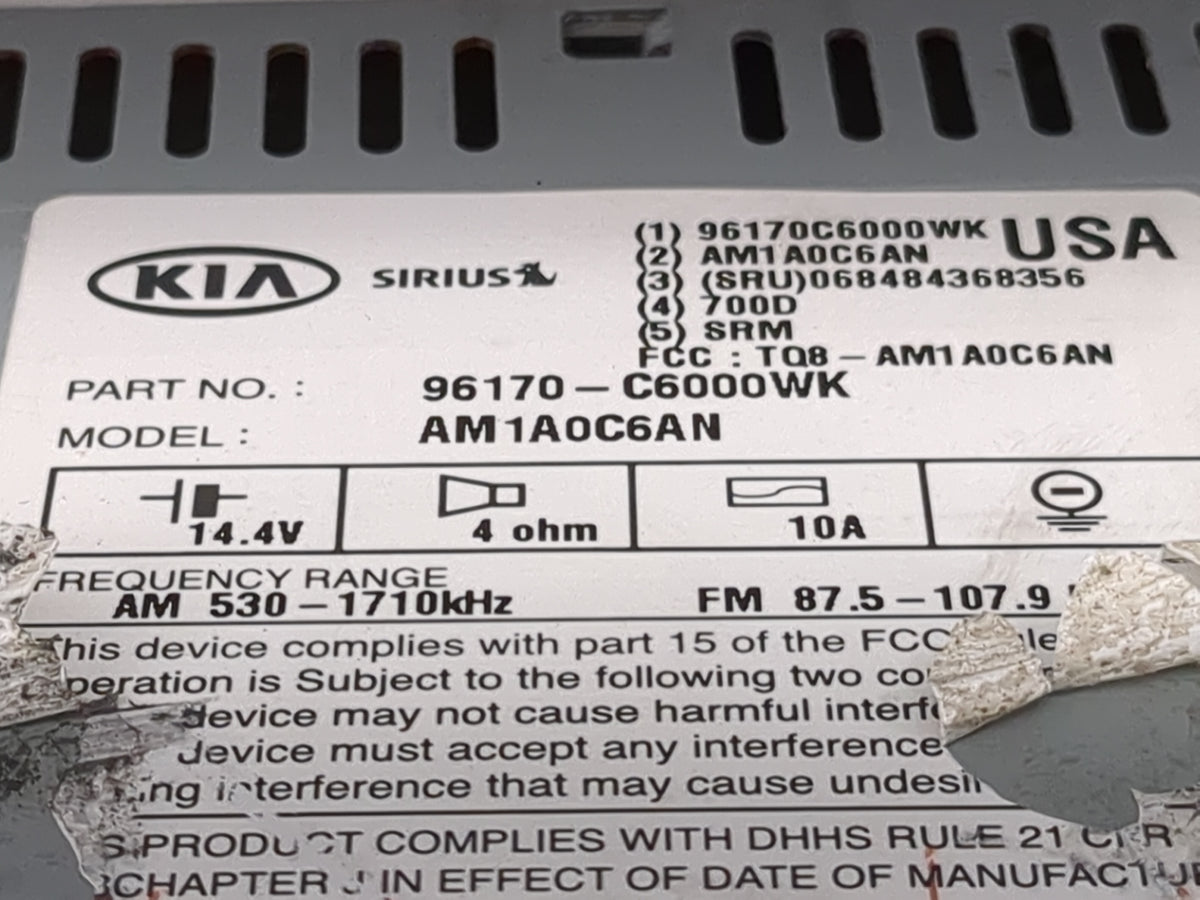 2016-2018 Kia Sorento Radio AM FM Cd Player Receiver Replacement P/N:96170C6000WK AM1A0C6AN Fits Fits 2016 2017 2018 OEM Use