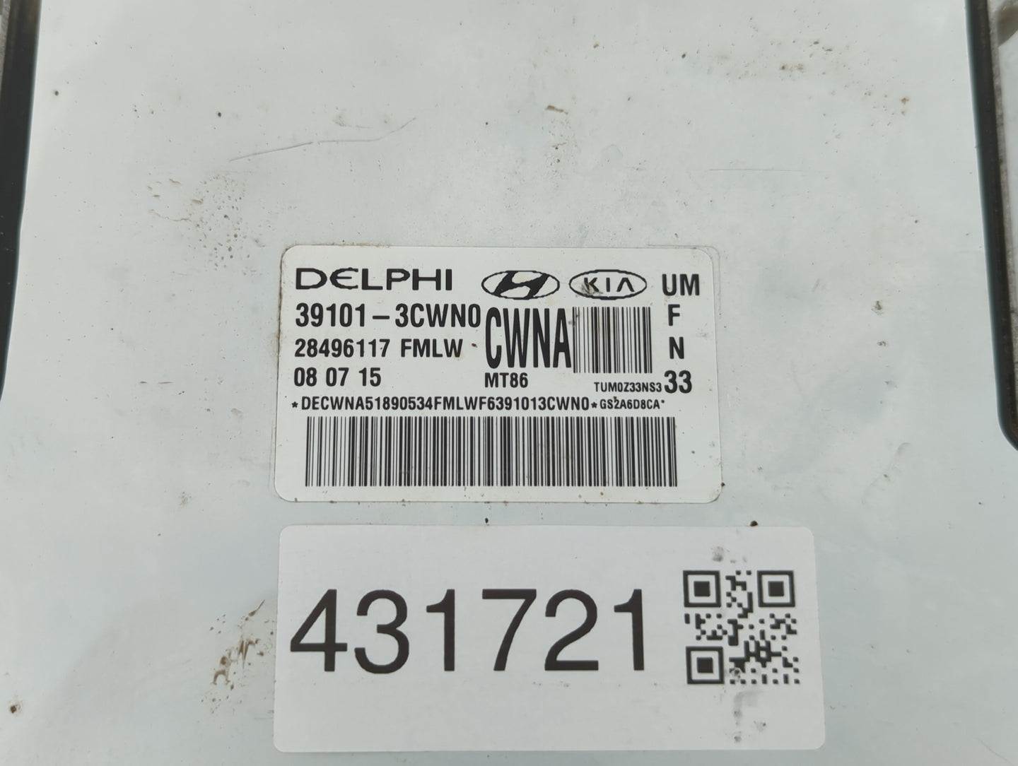 2016-2017 Kia Sorento PCM Engine Control Computer ECU ECM PCU OEM P/N:39101-3CWN0 39111-3CWN0, 39111-3CWN1 Fits Fits 2016 20