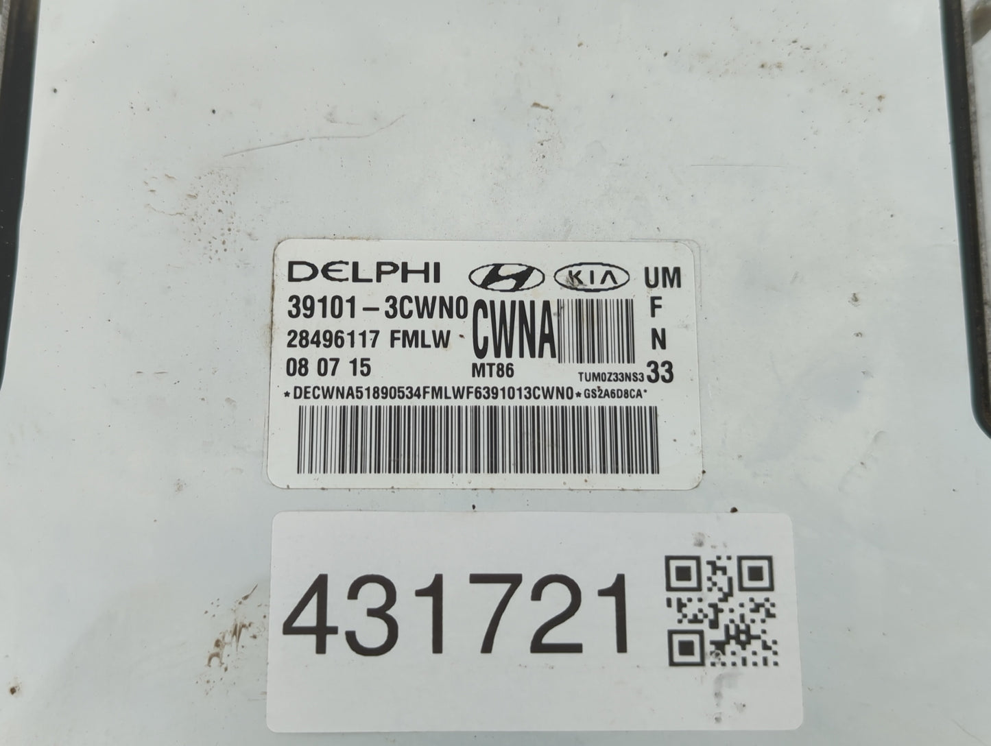 2016-2017 Kia Sorento PCM Engine Control Computer ECU ECM PCU OEM P/N:39101-3CWN0 39111-3CWN0, 39111-3CWN1 Fits Fits 2016 20