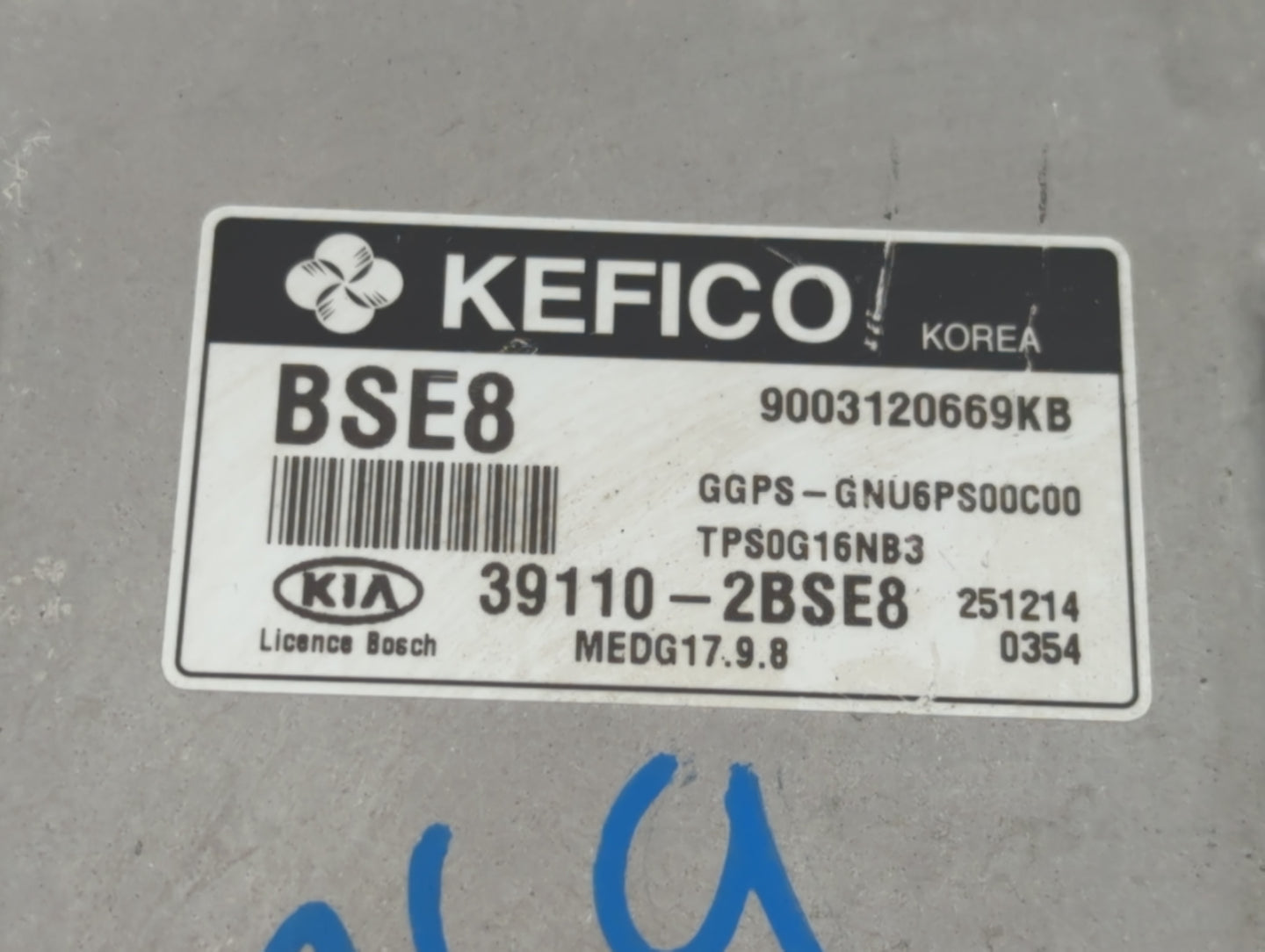 2016 Kia Soul PCM Engine Control Computer ECU ECM PCU OEM P/N:39110-2BSE8 Fits OEM Used Auto Parts - Oemusedautoparts1.com