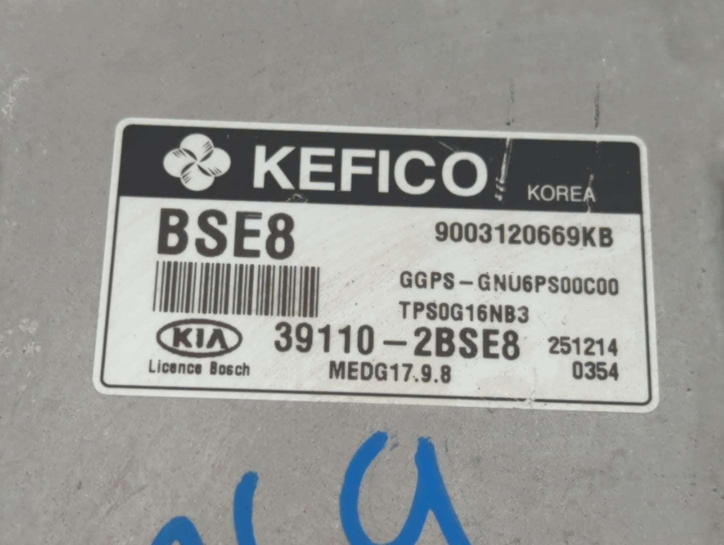 2016 Kia Soul PCM Engine Control Computer ECU ECM PCU OEM P/N:39110-2BSE8 Fits OEM Used Auto Parts - Oemusedautoparts1.com