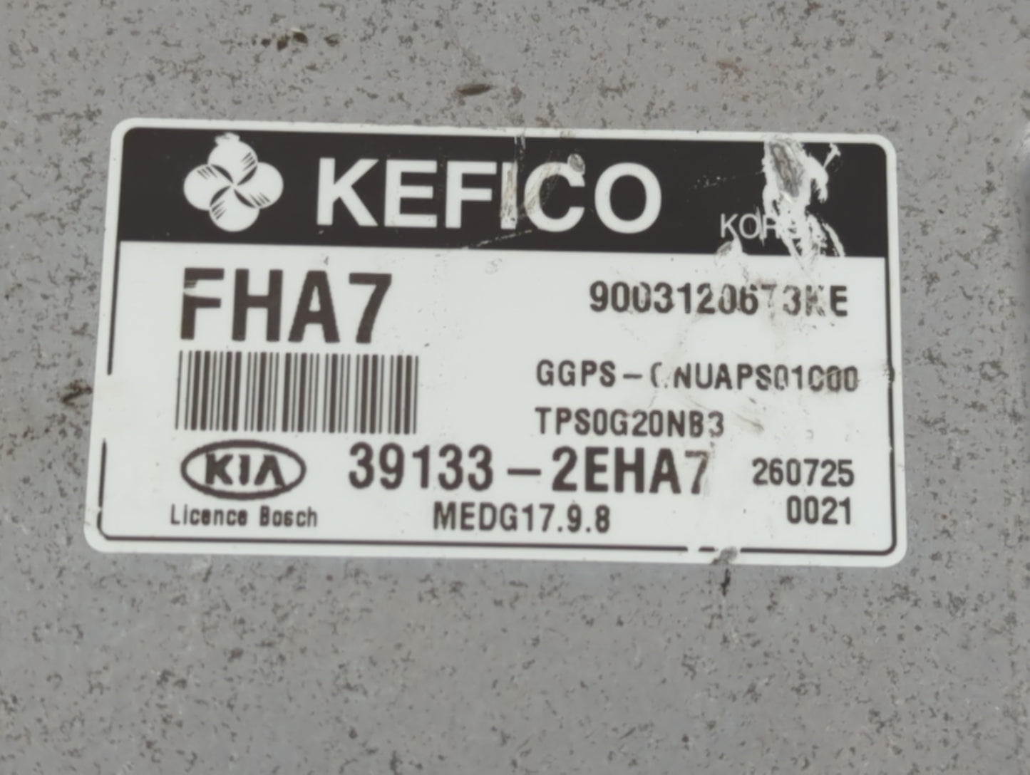 2016 Kia Soul PCM Engine Control Computer ECU ECM PCU OEM P/N:39133-2EHA7 Fits OEM Used Auto Parts - Oemusedautoparts1.com