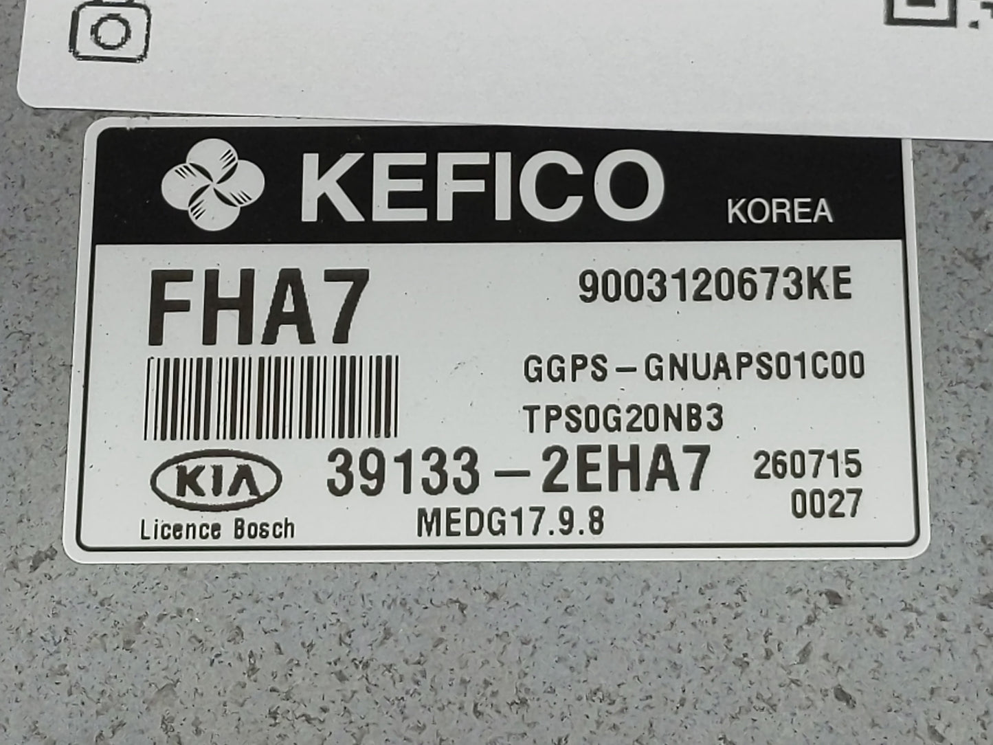 2016 Kia Soul PCM Engine Control Computer ECU ECM PCU OEM P/N:39133-2EHA7 Fits OEM Used Auto Parts - Oemusedautoparts1.com