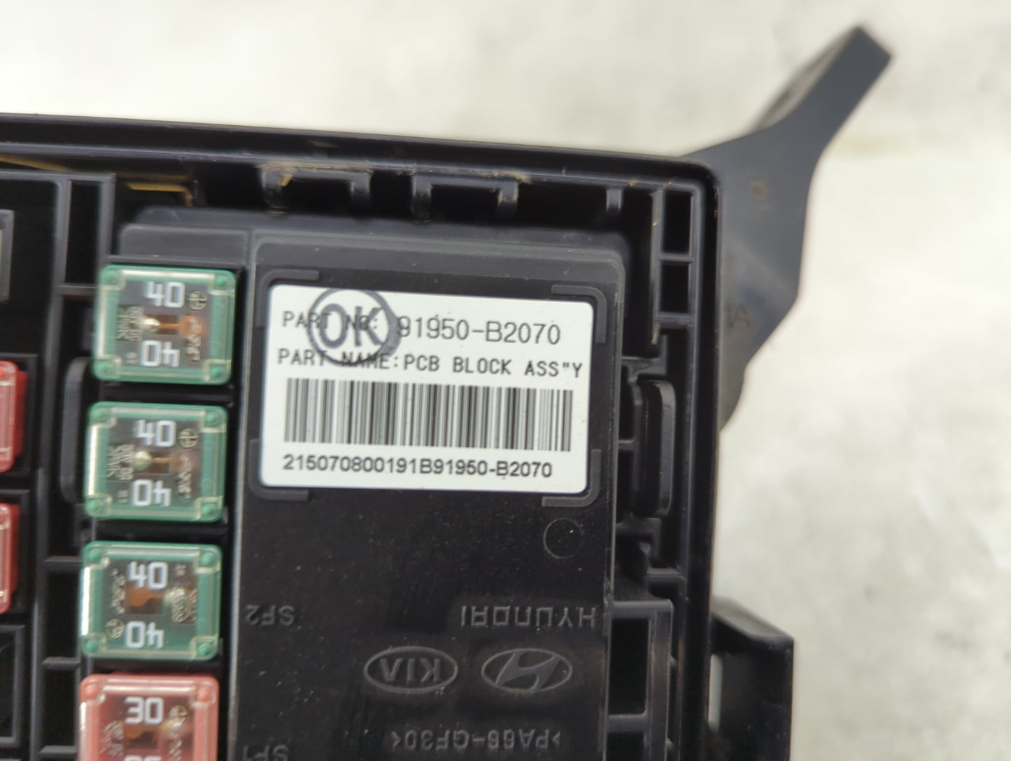 2016 Kia Soul Fusebox Fuse Box Panel Relay Module P/N:91950-B2070 Fits OEM Used Auto Parts - Oemusedautoparts1.com