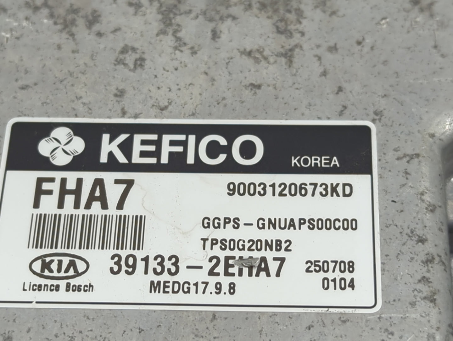 2016 Kia Soul PCM Engine Control Computer ECU ECM PCU OEM P/N:39133-2EHA7 9003120673KD, MEDG17.9.8 Fits OEM Used Auto Parts 