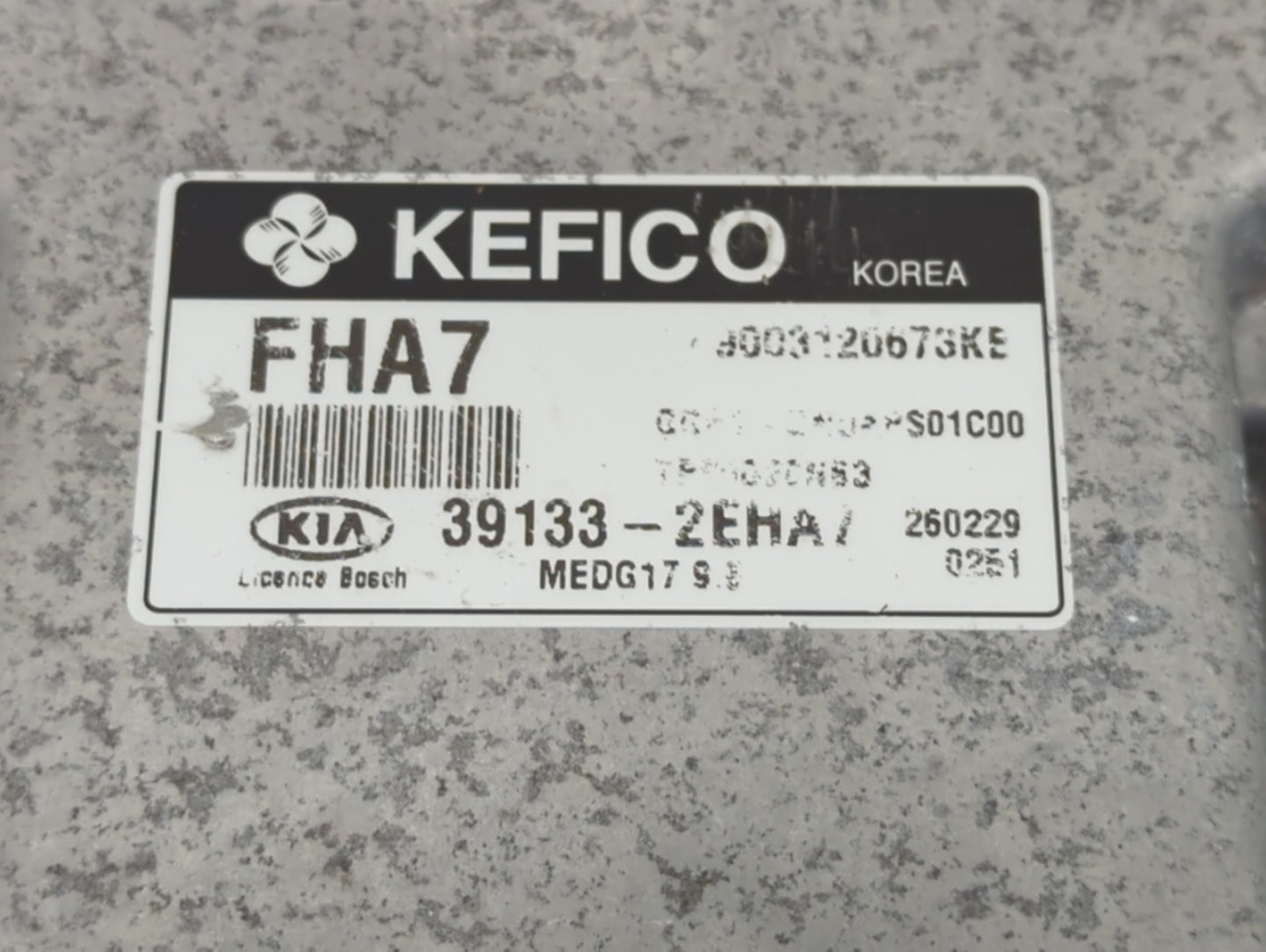 2016 Kia Soul PCM Engine Control Computer ECU ECM PCU OEM P/N:39133-2EHA7 MEDG17.9.3, FHA7 Fits OEM Used Auto Parts - Oemuse