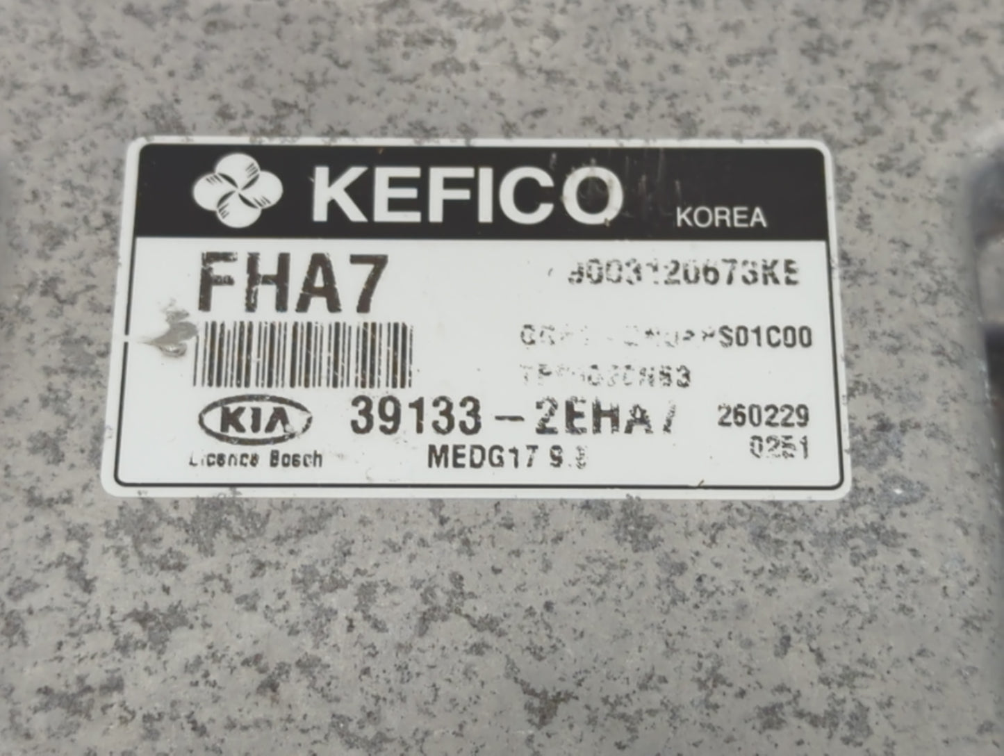 2016 Kia Soul PCM Engine Control Computer ECU ECM PCU OEM P/N:39133-2EHA7 MEDG17.9.3, FHA7 Fits OEM Used Auto Parts - Oemuse
