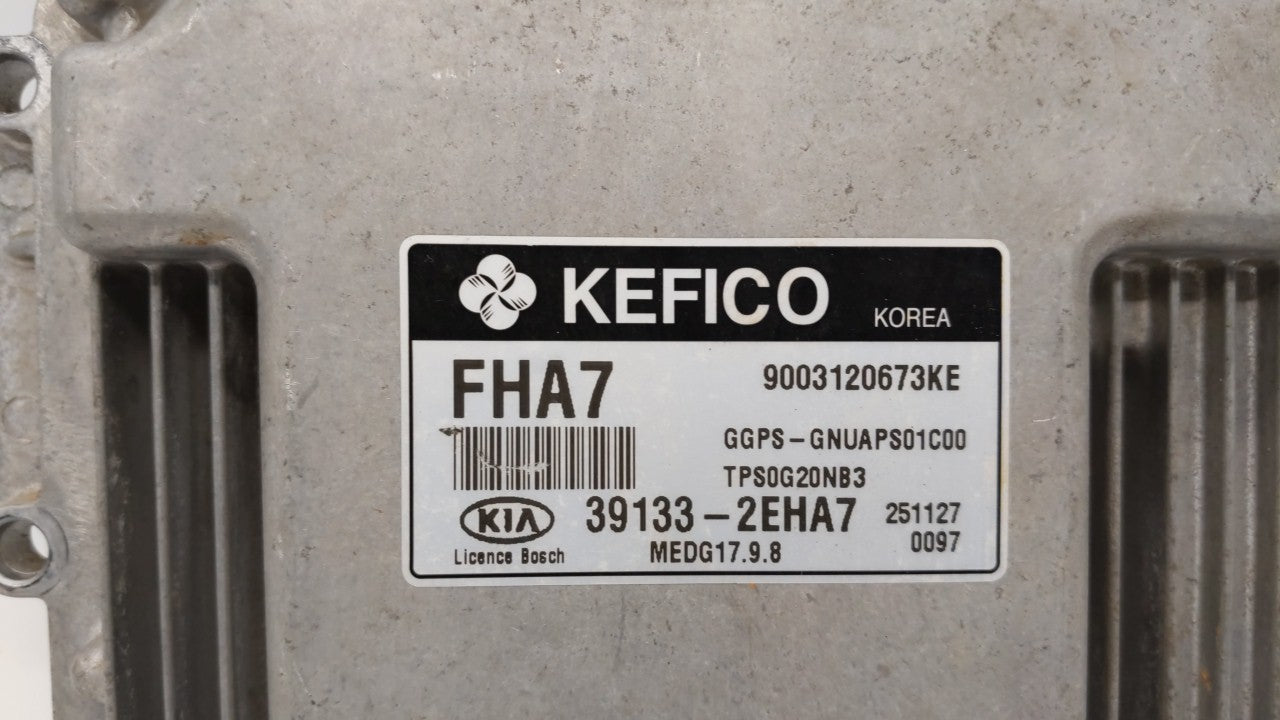 2016 Kia Soul PCM Engine Control Computer ECU ECM PCU OEM P/N:39133-2EHA7 Fits OEM Used Auto Parts - Oemusedautoparts1.com