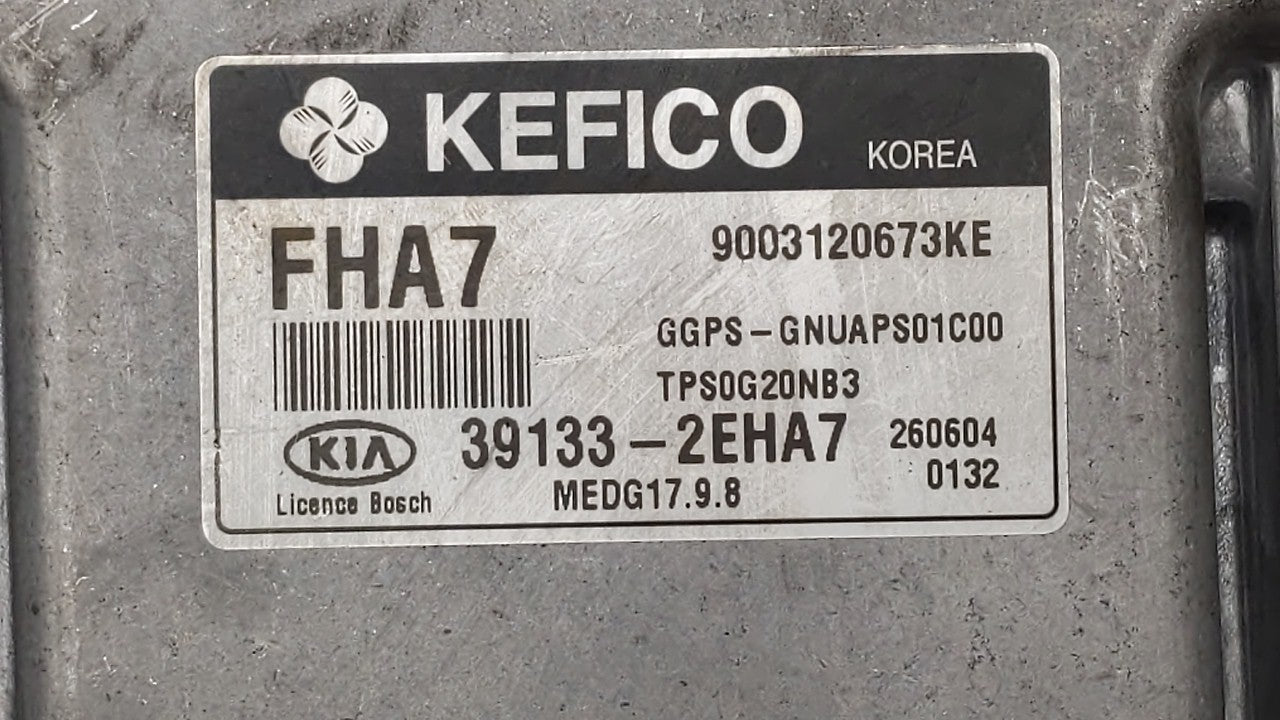 2016 Kia Soul PCM Engine Control Computer ECU ECM PCU OEM P/N:39133-2EHA7 Fits OEM Used Auto Parts - Oemusedautoparts1.com