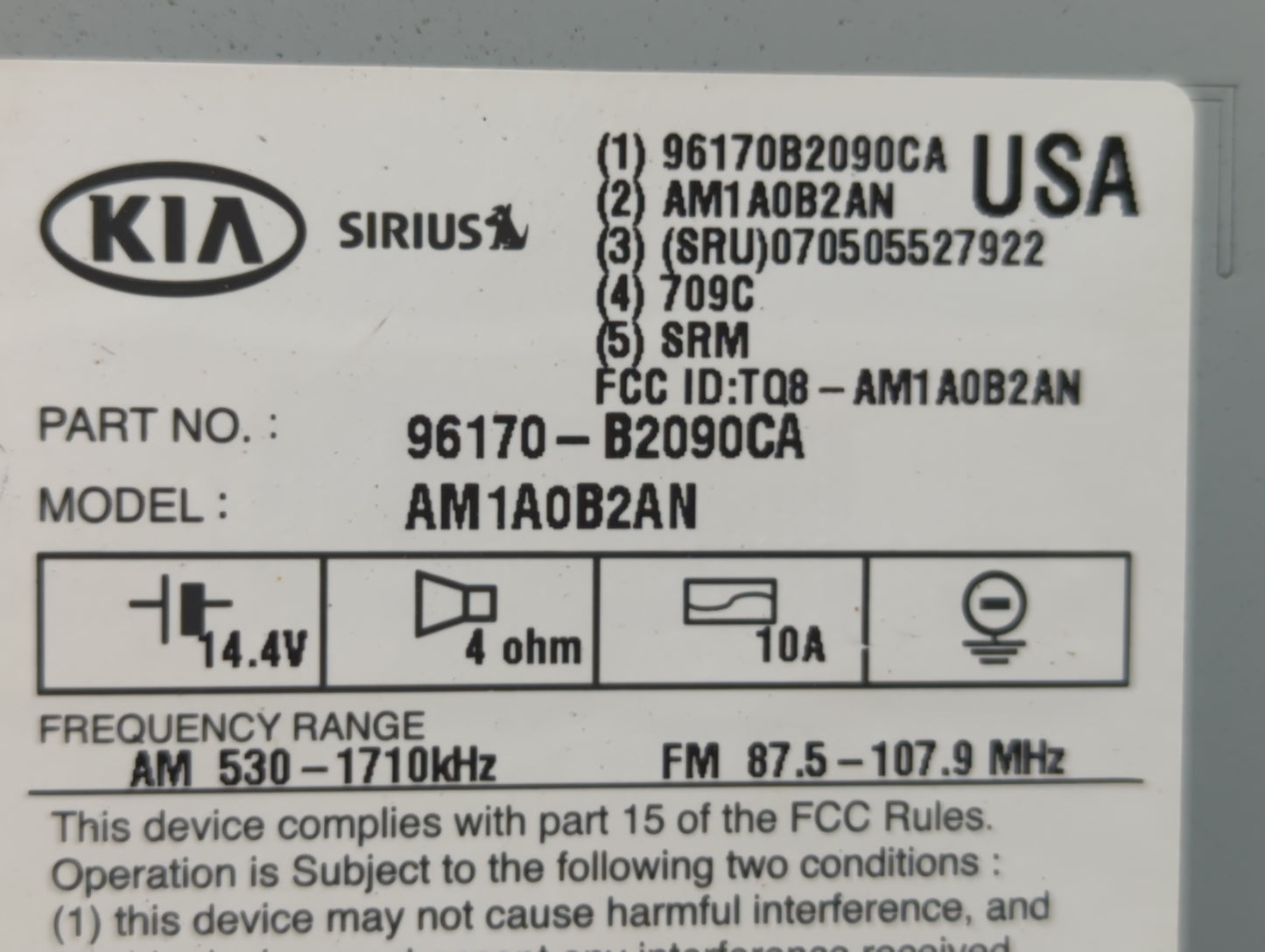 2014-2016 Kia Soul Am Fm Cd Player Radio Receiver - Oemusedautoparts1.com