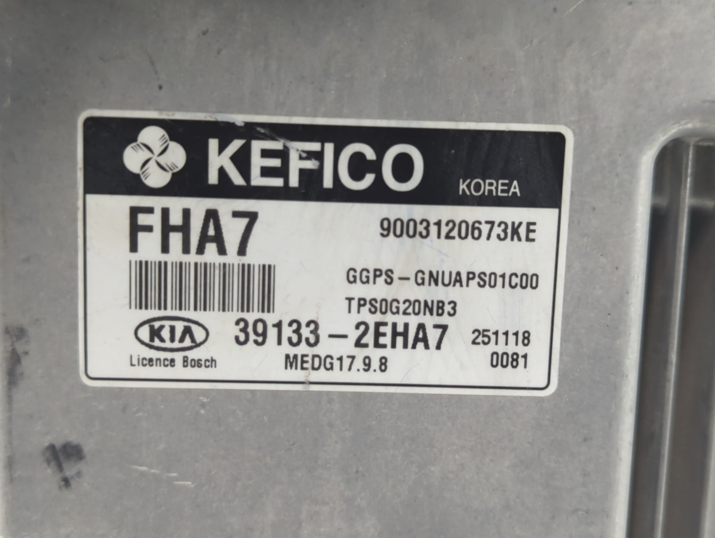 2016 Kia Soul PCM Engine Control Computer ECU ECM PCU OEM P/N:39133-2EHA7 Fits OEM Used Auto Parts - Oemusedautoparts1.com