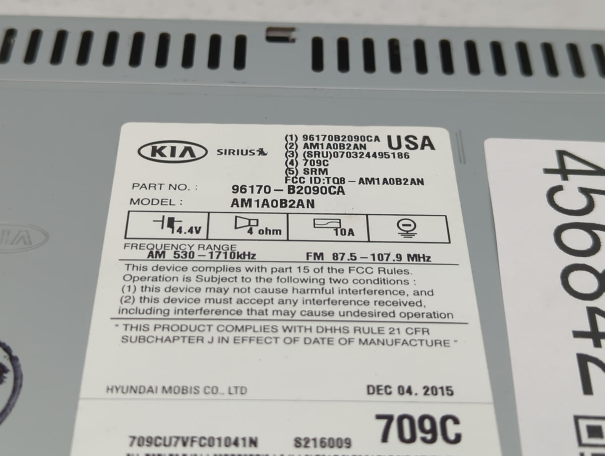 2014-2016 Kia Soul Am Fm Cd Player Radio Receiver 456842 - Oemusedautoparts1.com