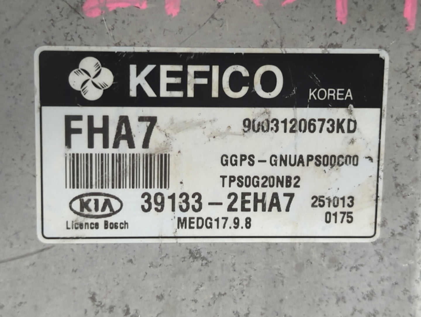 2016 Kia Soul PCM Engine Control Computer ECU ECM PCU OEM P/N:39133-2EHA7 Fits OEM Used Auto Parts - Oemusedautoparts1.com