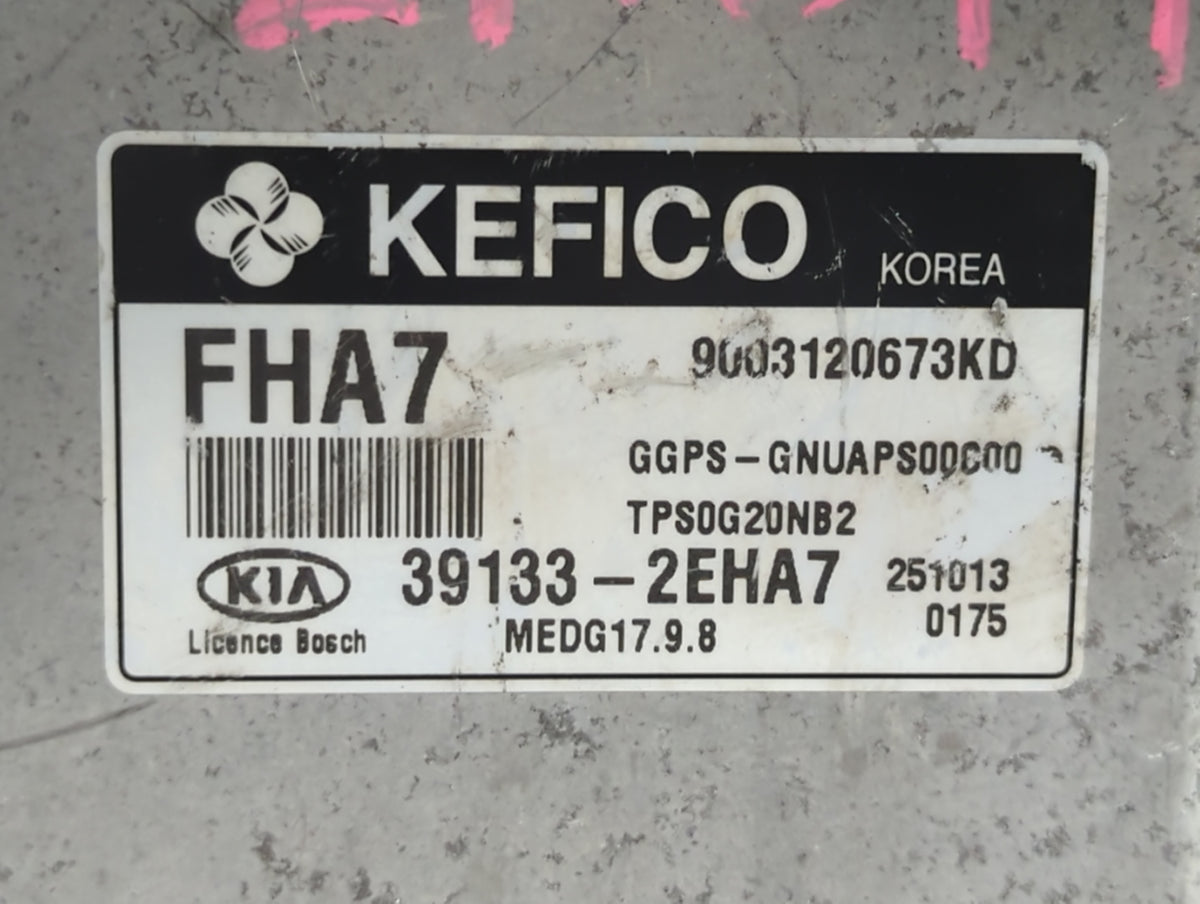 2016 Kia Soul PCM Engine Control Computer ECU ECM PCU OEM P/N:39133-2EHA7 OEM Used Auto Parts - Oemusedautoparts1.com