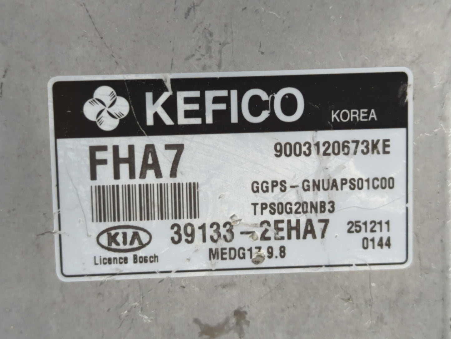 2016 Kia Soul PCM Engine Control Computer ECU ECM PCU OEM P/N:39133-2EHA7 Fits OEM Used Auto Parts - Oemusedautoparts1.com