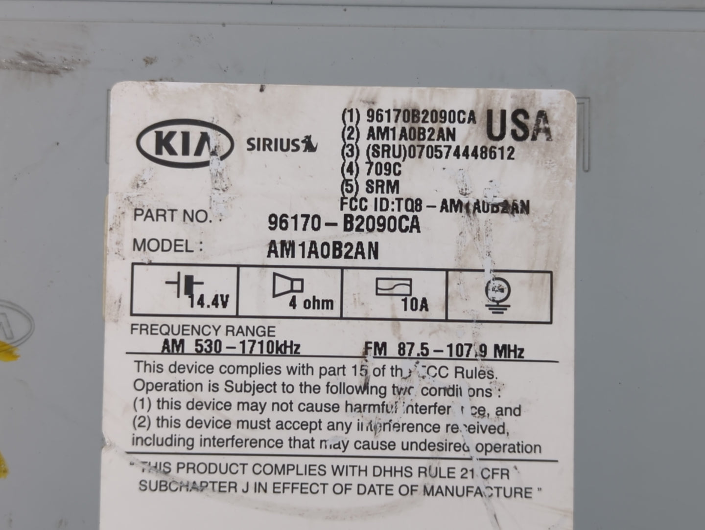 2014-2016 Kia Soul Am Fm Cd Player Radio Receiver - Oemusedautoparts1.com