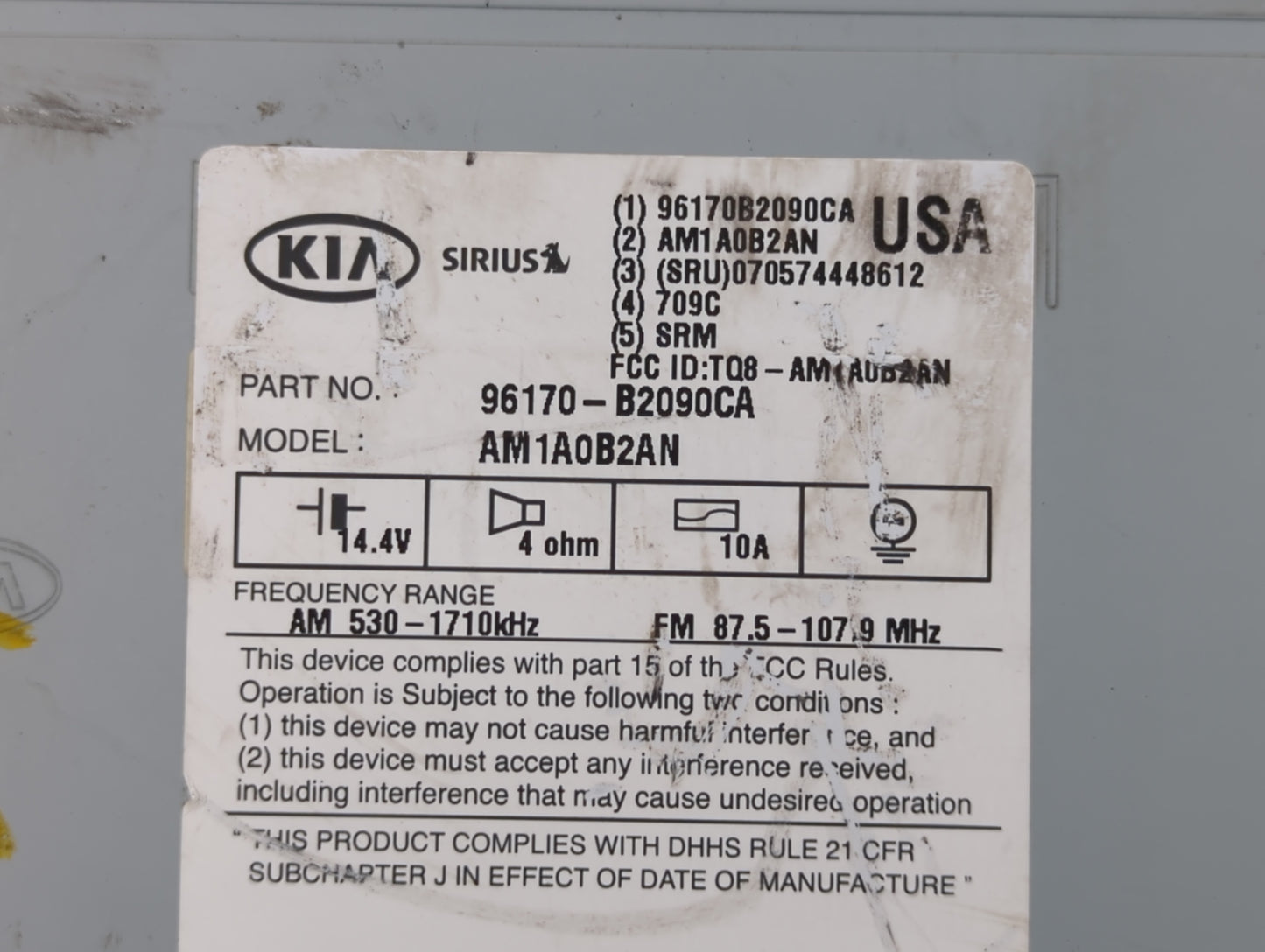 2014-2016 Kia Soul Am Fm Cd Player Radio Receiver - Oemusedautoparts1.com