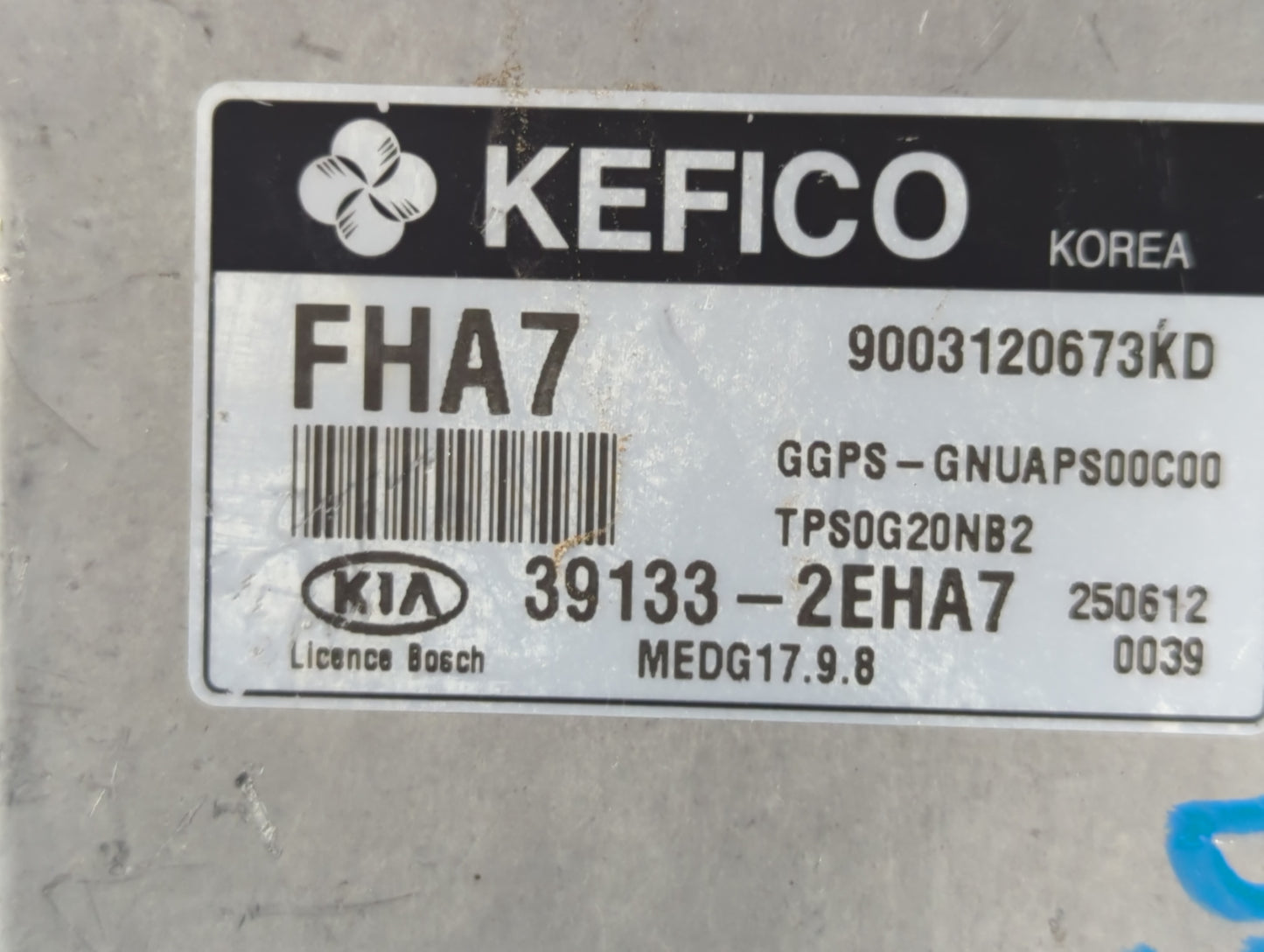 2016 Kia Soul PCM Engine Control Computer ECU ECM PCU OEM P/N:39133-2EHA7 Fits OEM Used Auto Parts - Oemusedautoparts1.com