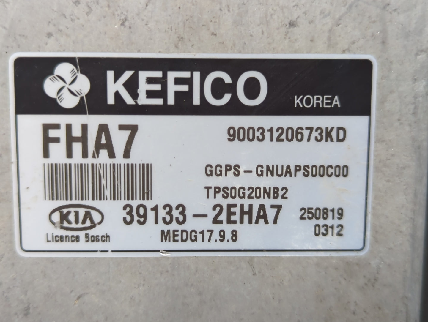 2016 Kia Soul PCM Engine Control Computer ECU ECM PCU OEM P/N:39133-2EHA7 Fits OEM Used Auto Parts - Oemusedautoparts1.com
