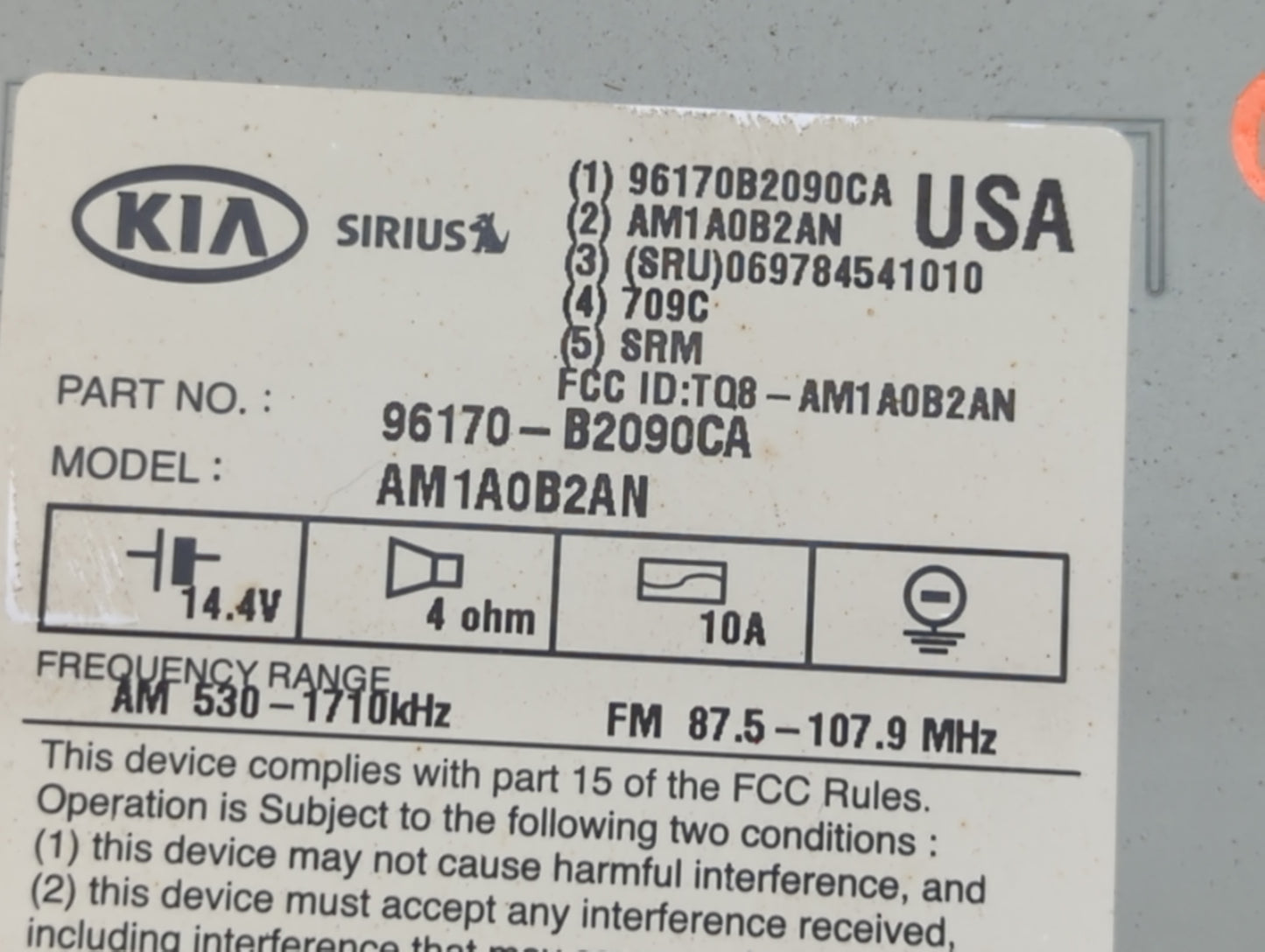 2015-2016 Kia Soul Am Fm Cd Player Radio Receiver - Oemusedautoparts1.com