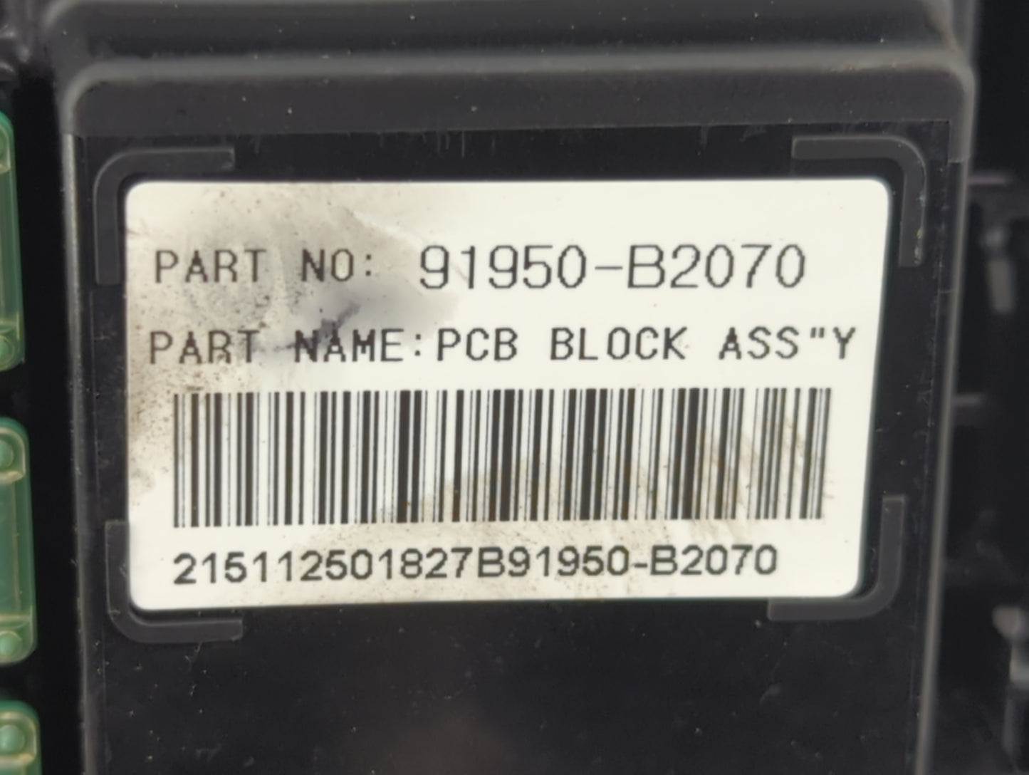2016 Kia Soul Fusebox Fuse Box Panel Relay Module P/N:91950-B2070 Fits OEM Used Auto Parts - Oemusedautoparts1.com
