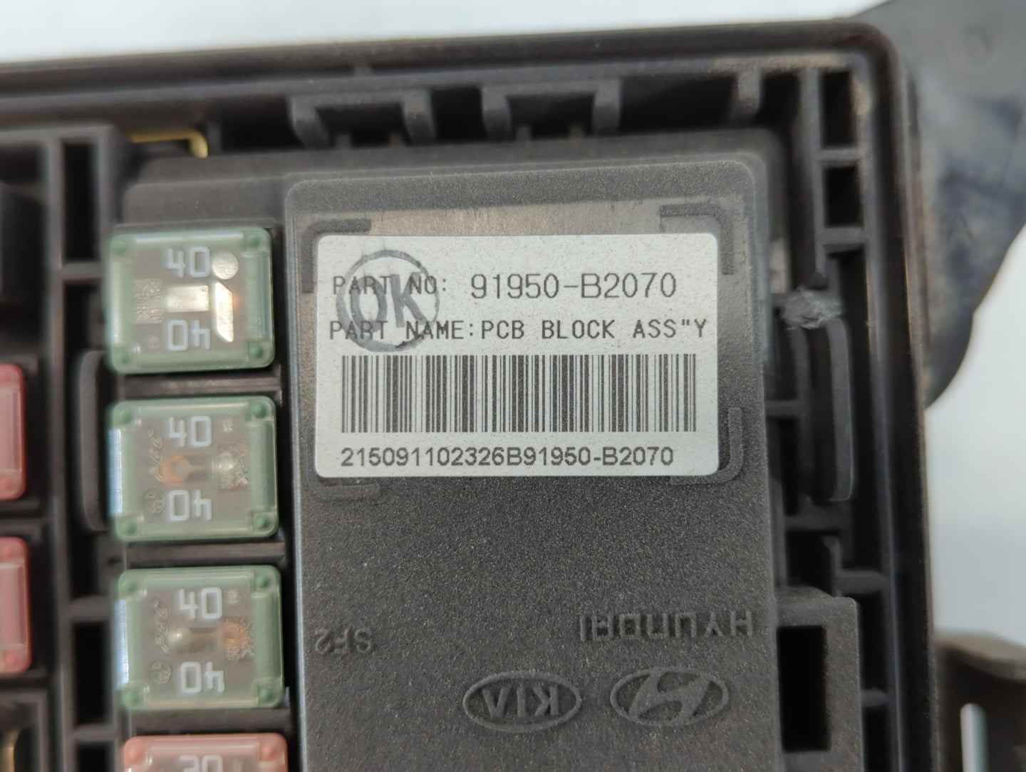 2016 Kia Soul Fusebox Fuse Box Panel Relay Module P/N:91950-B2070 Fits OEM Used Auto Parts - Oemusedautoparts1.com