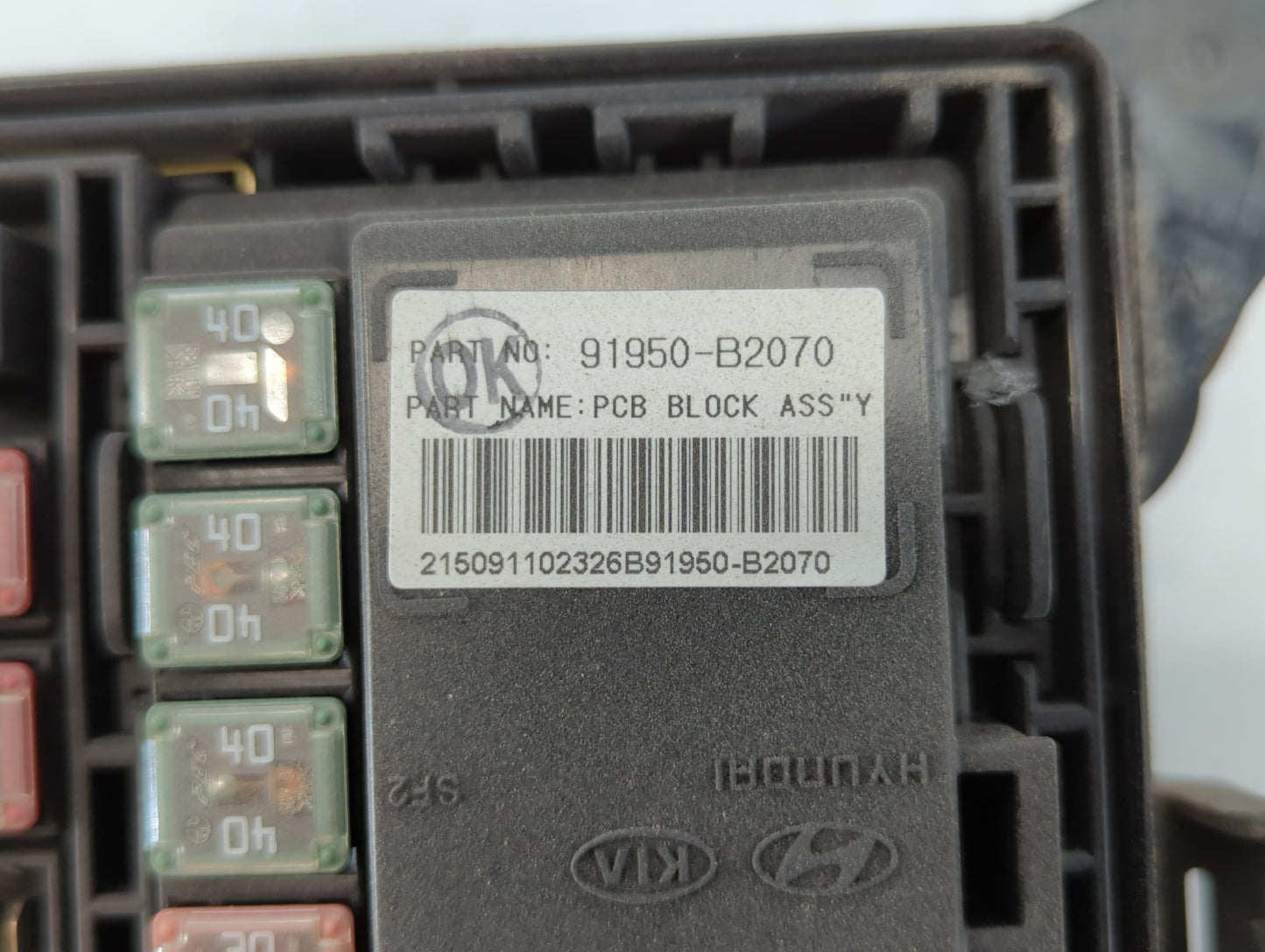 2016 Kia Soul Fusebox Fuse Box Panel Relay Module P/N:91950-B2070 Fits OEM Used Auto Parts - Oemusedautoparts1.com