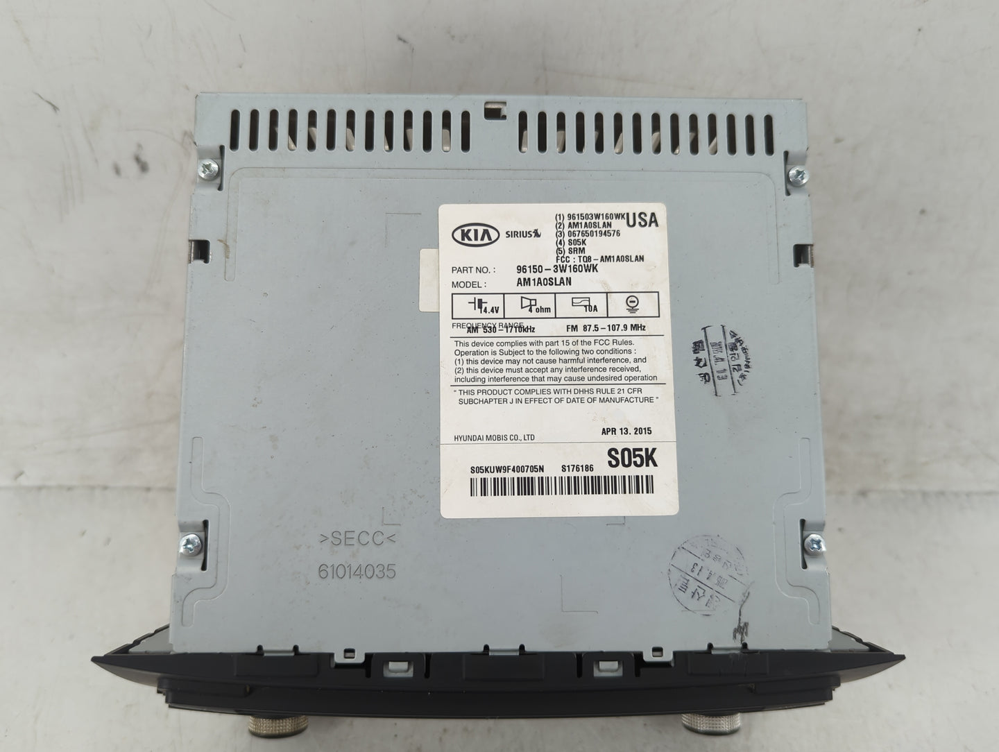 2014-2016 Kia Sportage Radio AM FM Cd Player Receiver Replacement P/N:96150-3W160WK Fits Fits 2014 2015 2016 OEM Used Auto P