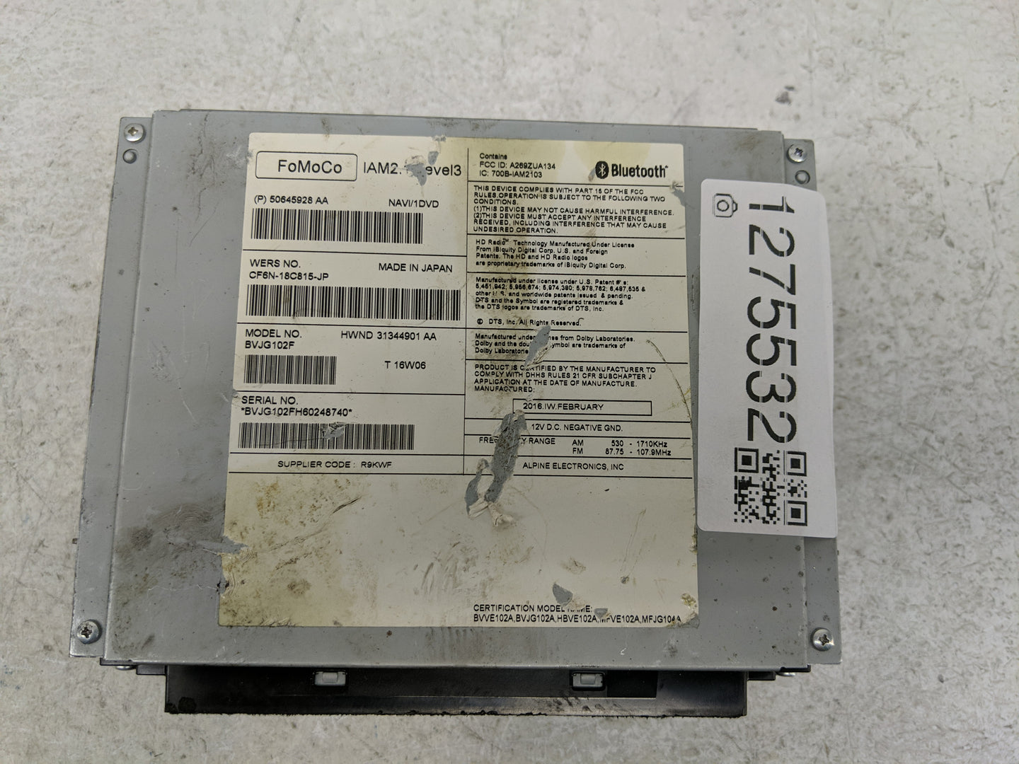 2012-2016 Land Rover Range Rover Evoque Radio AM FM Cd Player Receiver Replacement P/N:50645928 AA Fits OEM Used Auto Parts 