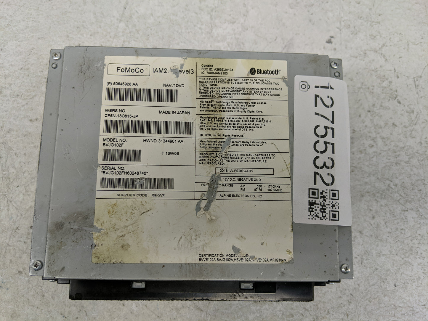 2012-2016 Land Rover Range Rover Evoque Radio AM FM Cd Player Receiver Replacement P/N:50645928 AA Fits OEM Used Auto Parts 