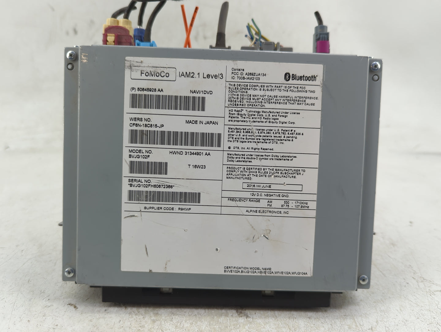 2012-2016 Land Rover Range Rover Sport Radio AM FM Cd Player Receiver Replacement P/N:50645928AA Fits OEM Used Auto Parts - 