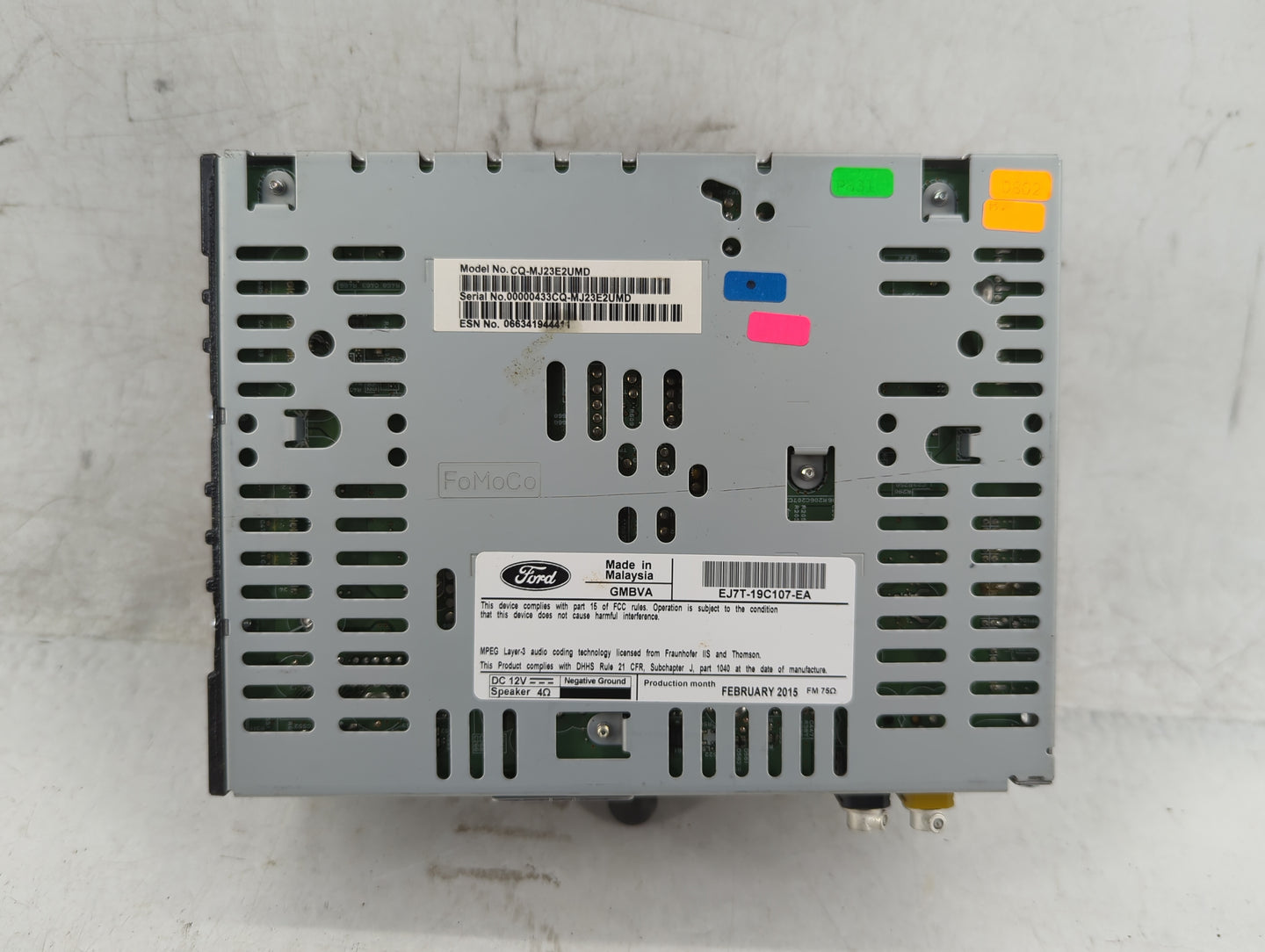 2015-2016 Lincoln Mkc Radio AM FM Cd Player Receiver Replacement P/N:EJ7T-19C107-EA Fits Fits 2015 2016 OEM Used Auto Parts 