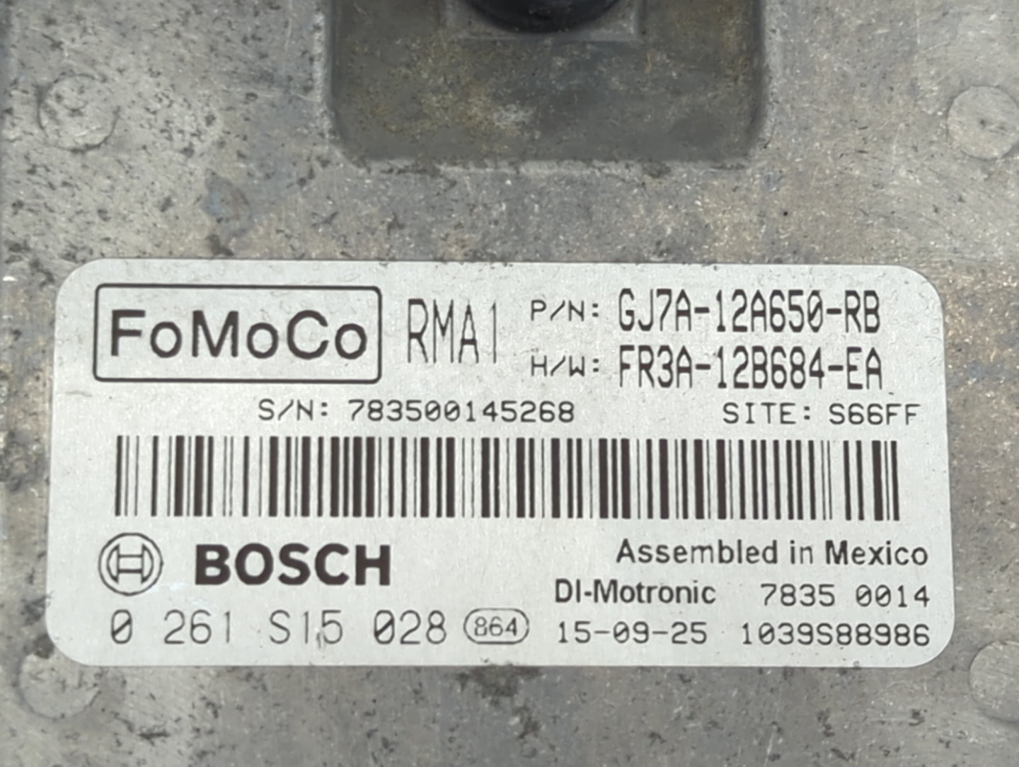 2015-2019 Lincoln Mkc PCM Engine Control Computer ECU ECM PCU OEM P/N:GJ7A-12A650-RB FR3A-12B684-EA Fits OEM Used Auto Parts