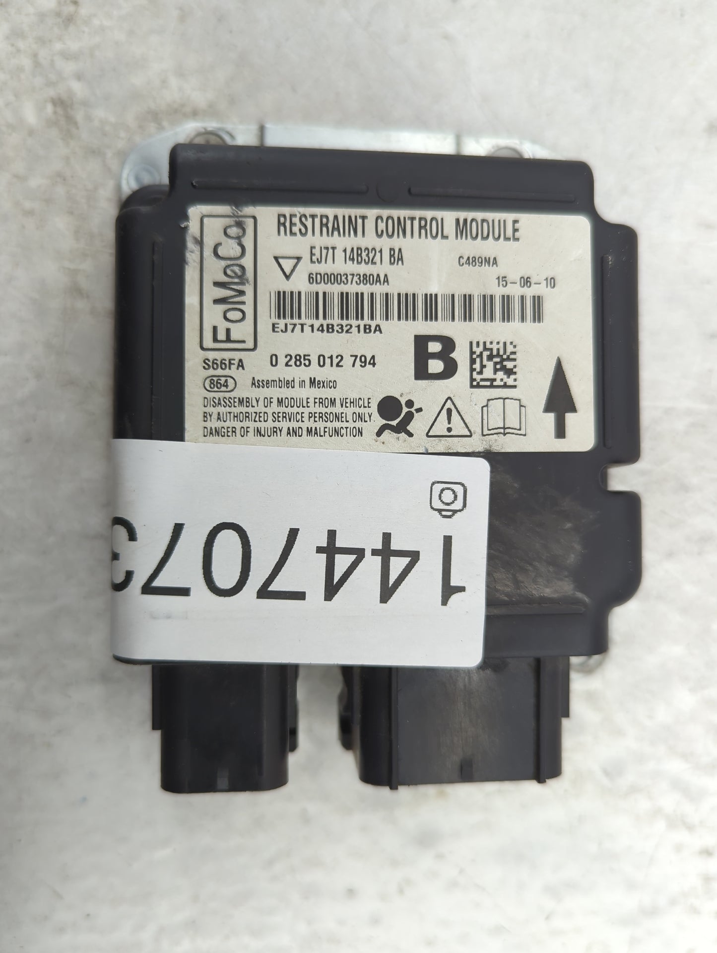 2016 Lincoln Mkc Safety Restraint Srs Airbag Control Module - Oemusedautoparts1.com