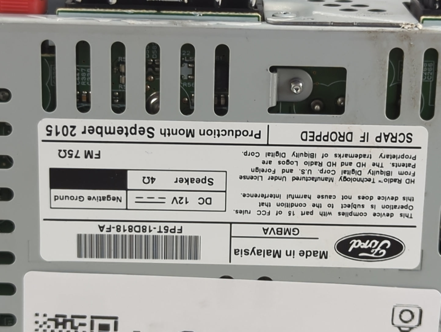 2016 Lincoln Mkz Radio AM FM Cd Player Receiver Replacement P/N:FP6T-18D818-FA CR-FJ24H0UMC Fits OEM Used Auto Parts - Oemus