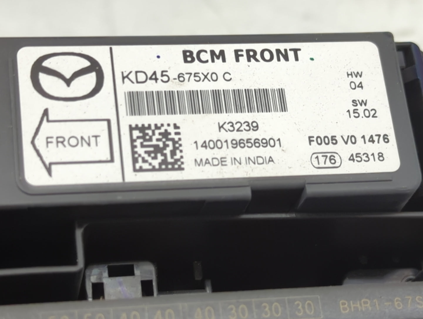2014-2016 Mazda 3 Fusebox Fuse Box Panel Relay Module P/N:KD45-675X0 Fits Fits 2014 2015 2016 OEM Used Auto Parts - Oemuseda