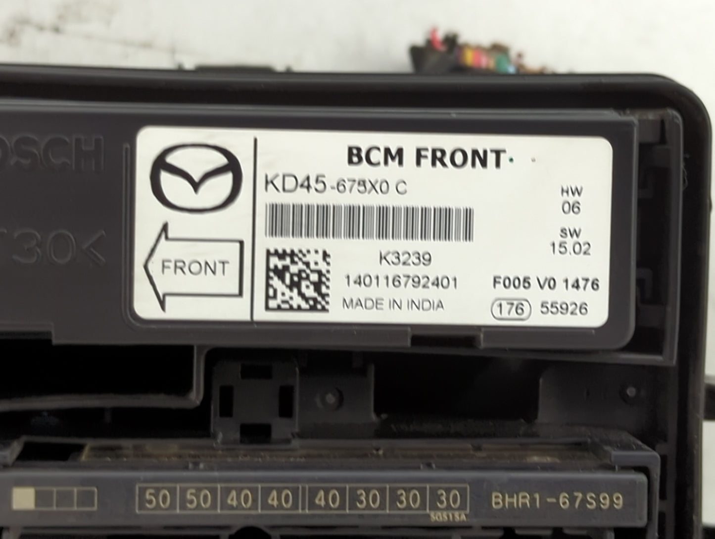 2014-2016 Mazda 3 Fusebox Fuse Box Panel Relay Module P/N:KD45-675X0 C Fits Fits 2014 2015 2016 OEM Used Auto Parts - Oemuse