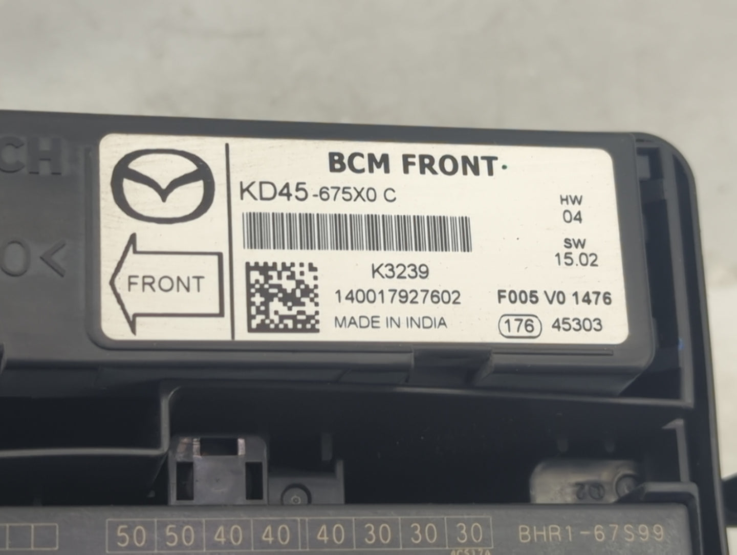 2014-2016 Mazda 3 Fusebox Fuse Box Panel Relay Module P/N:KD45-675X0 Fits Fits 2014 2015 2016 OEM Used Auto Parts - Oemuseda