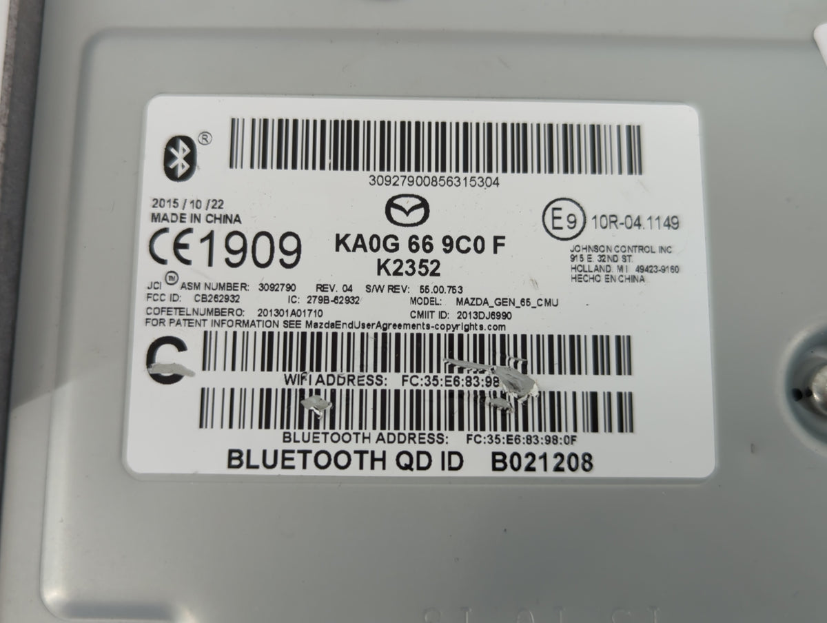 2016-2017 Mazda 6 Am Fm Cd Player Radio Receiver 755839 - Oemusedautoparts1.com