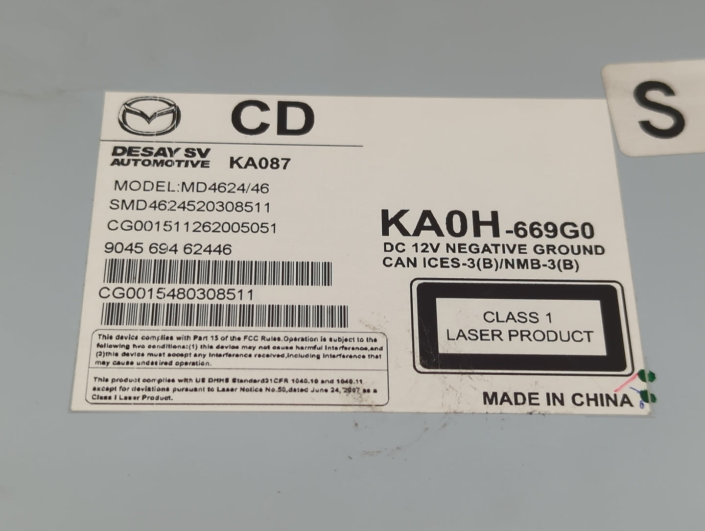 2016 Mazda Cx-5 Radio AM FM Cd Player Receiver Replacement P/N:KA0H-669G0 Fits OEM Used Auto Parts - Oemusedautoparts1.com