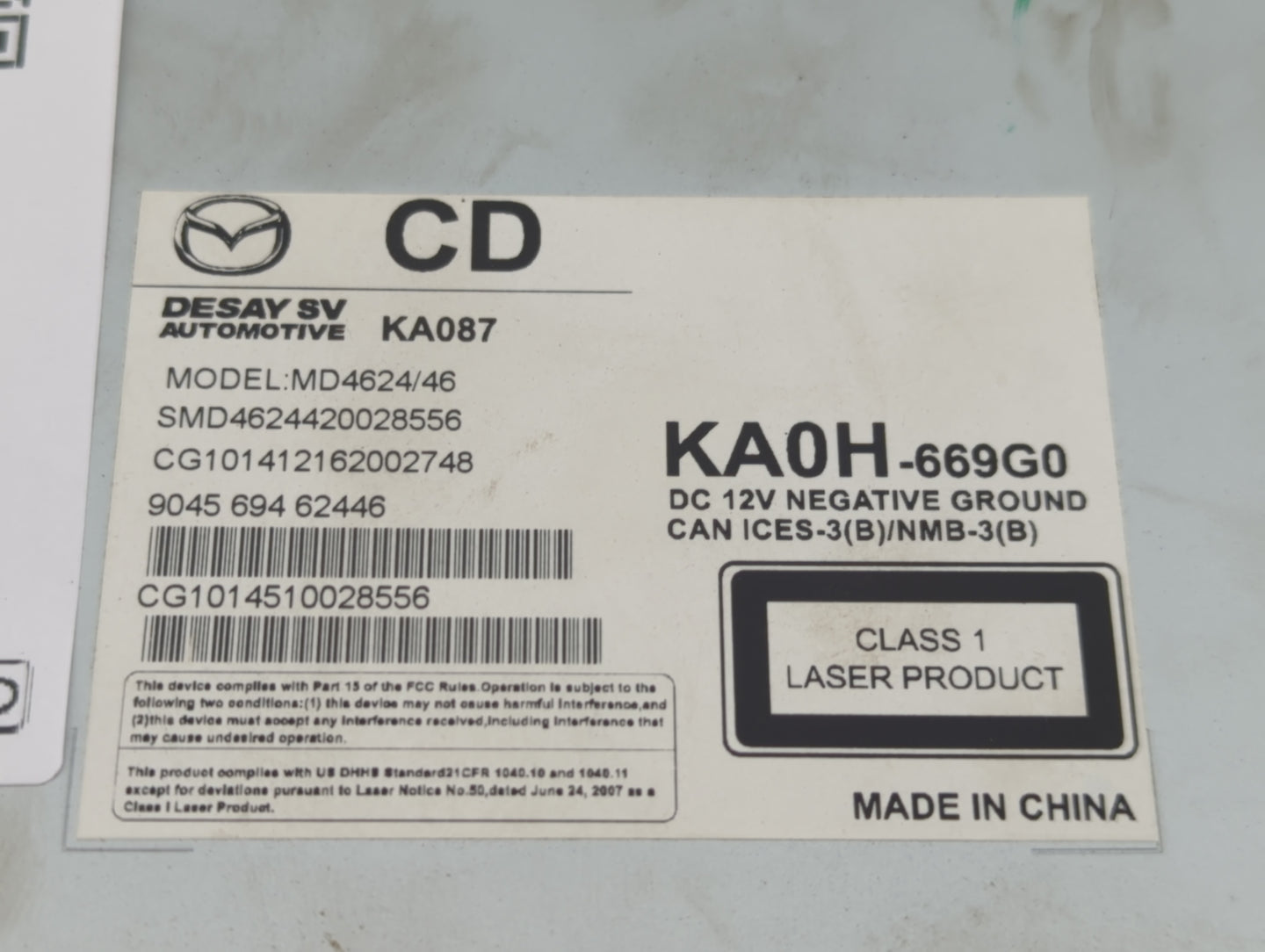 2016 Mazda Cx-5 Radio AM FM Cd Player Receiver Replacement P/N:KA0H-669G0 Fits Fits 2017 OEM Used Auto Parts - Oemusedautopa